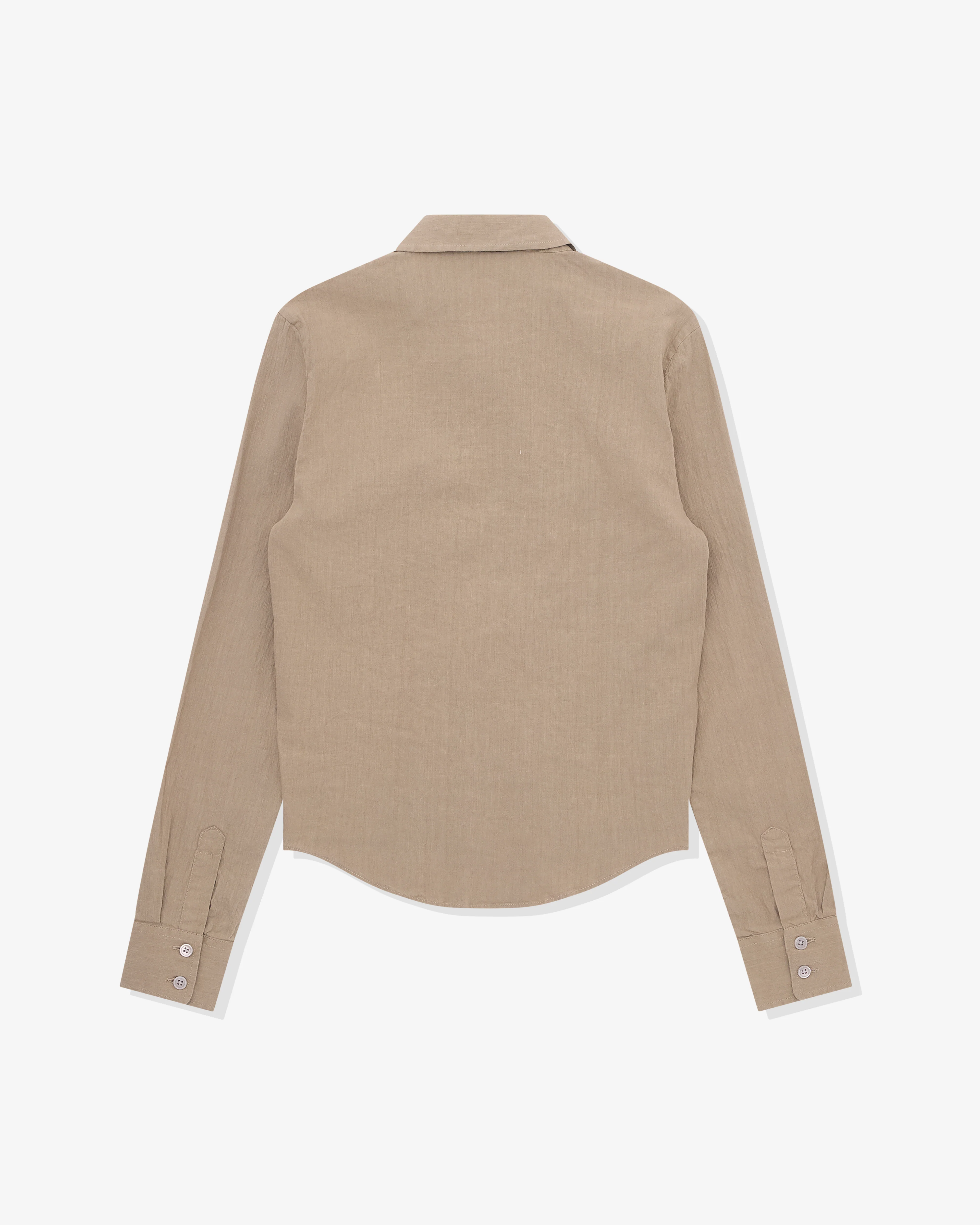 Our Legacy - Women’s Slim Zip Shirt - (Dry Grass Rugged Lincot) - Image 2