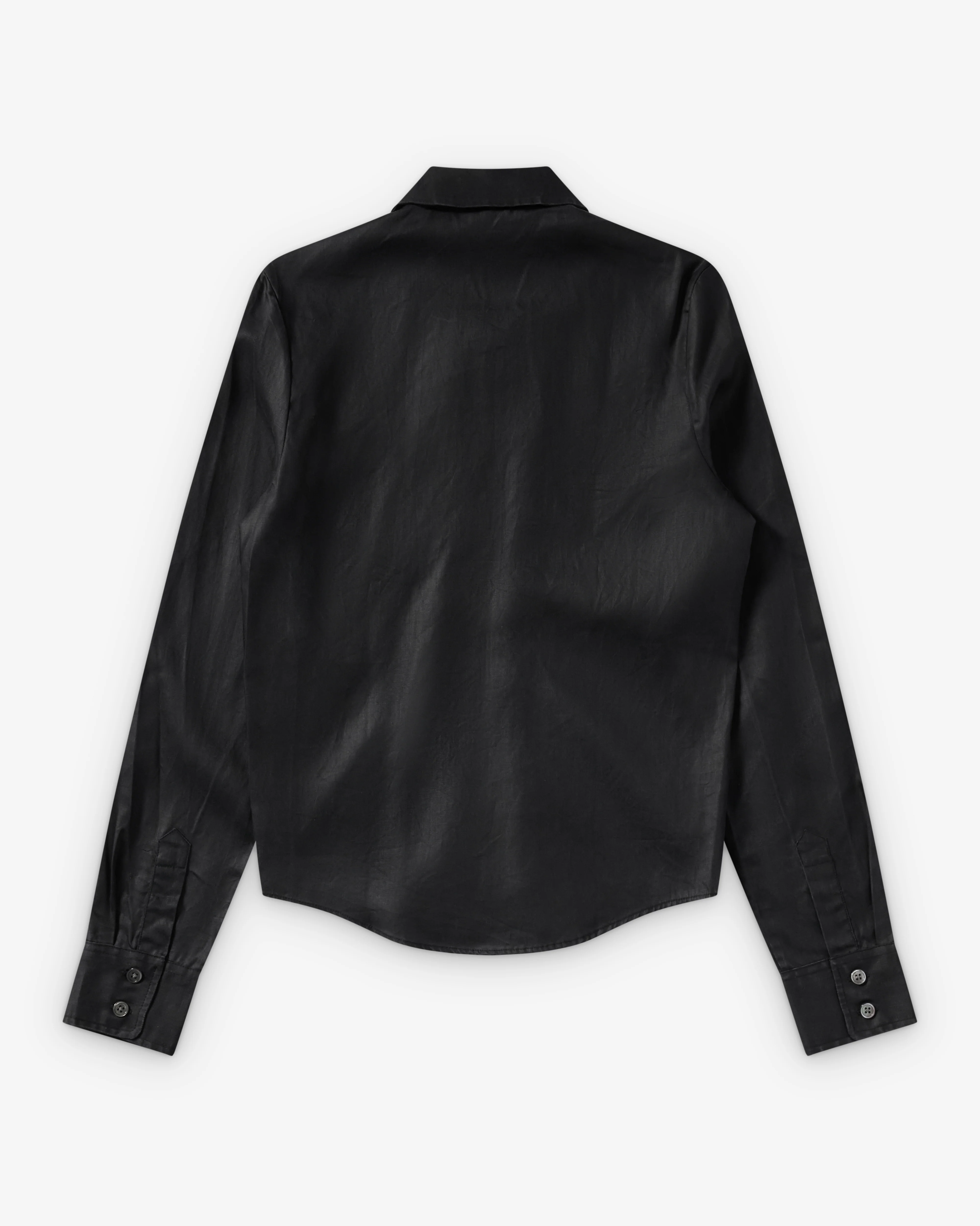 Our Legacy - Women's Slim Zip Shirt - (Lacquer Black Mirror Tencel) - Image 2