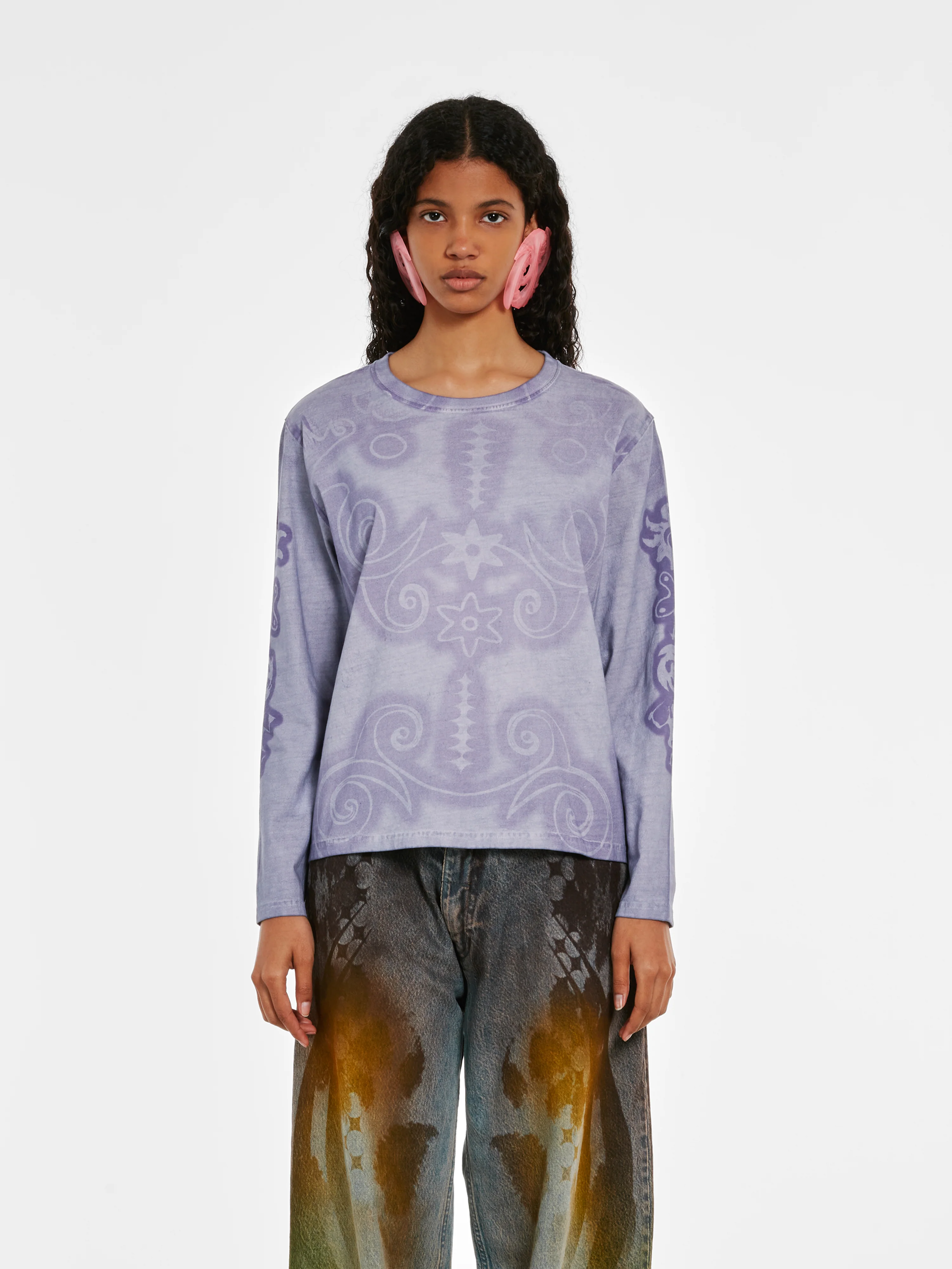 Paolina Russo - Women’s Cotton Long Sleeve Top - (Lilac) - Image 2