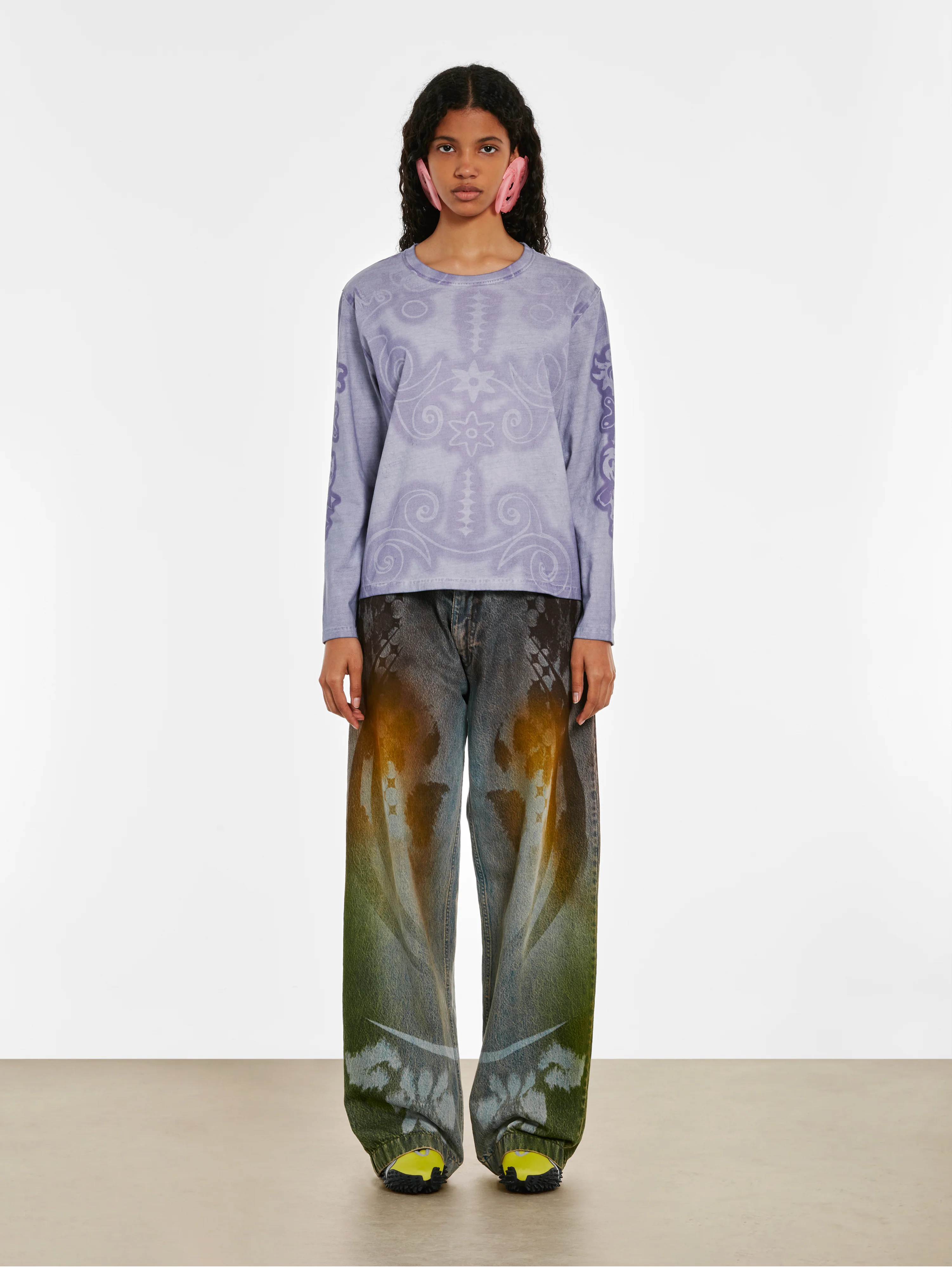 Paolina Russo - Women’s Cotton Long Sleeve Top - (Lilac) - Image 5