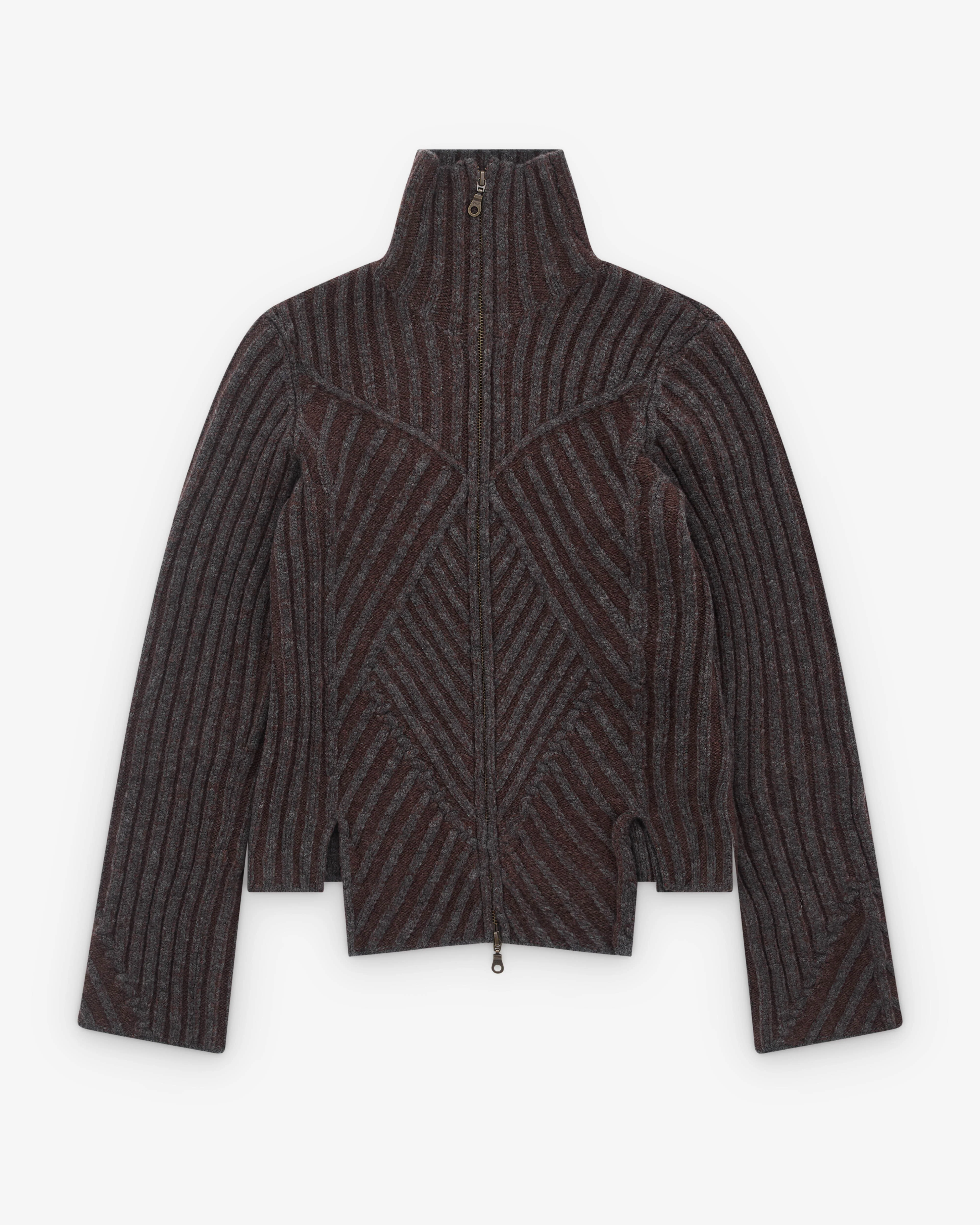Paolina Russo - Women’s Warrior Knit Zip Up - (Grey/Brown)