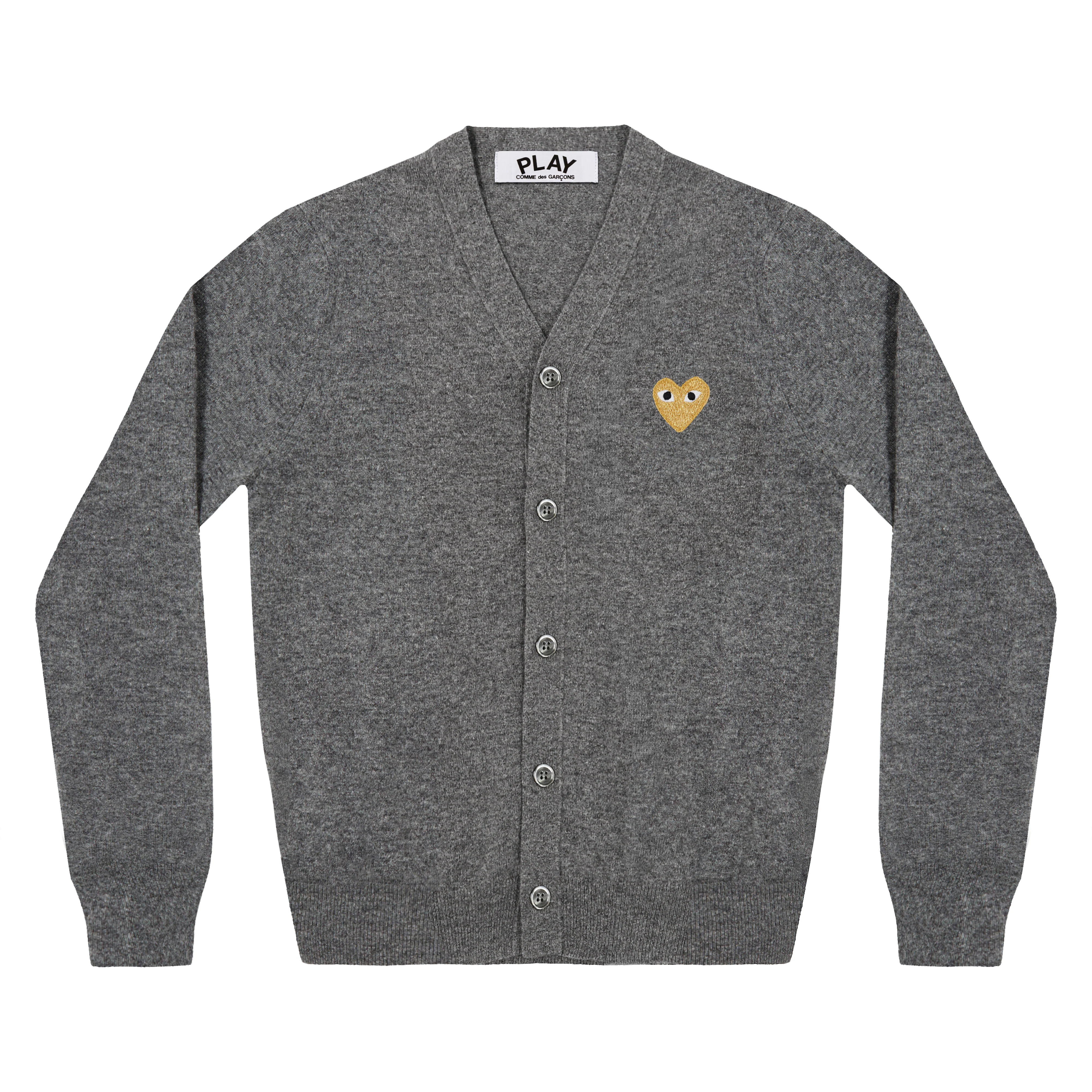 Play - Gold Heart Men’s Cardigan - (Mid Grey)