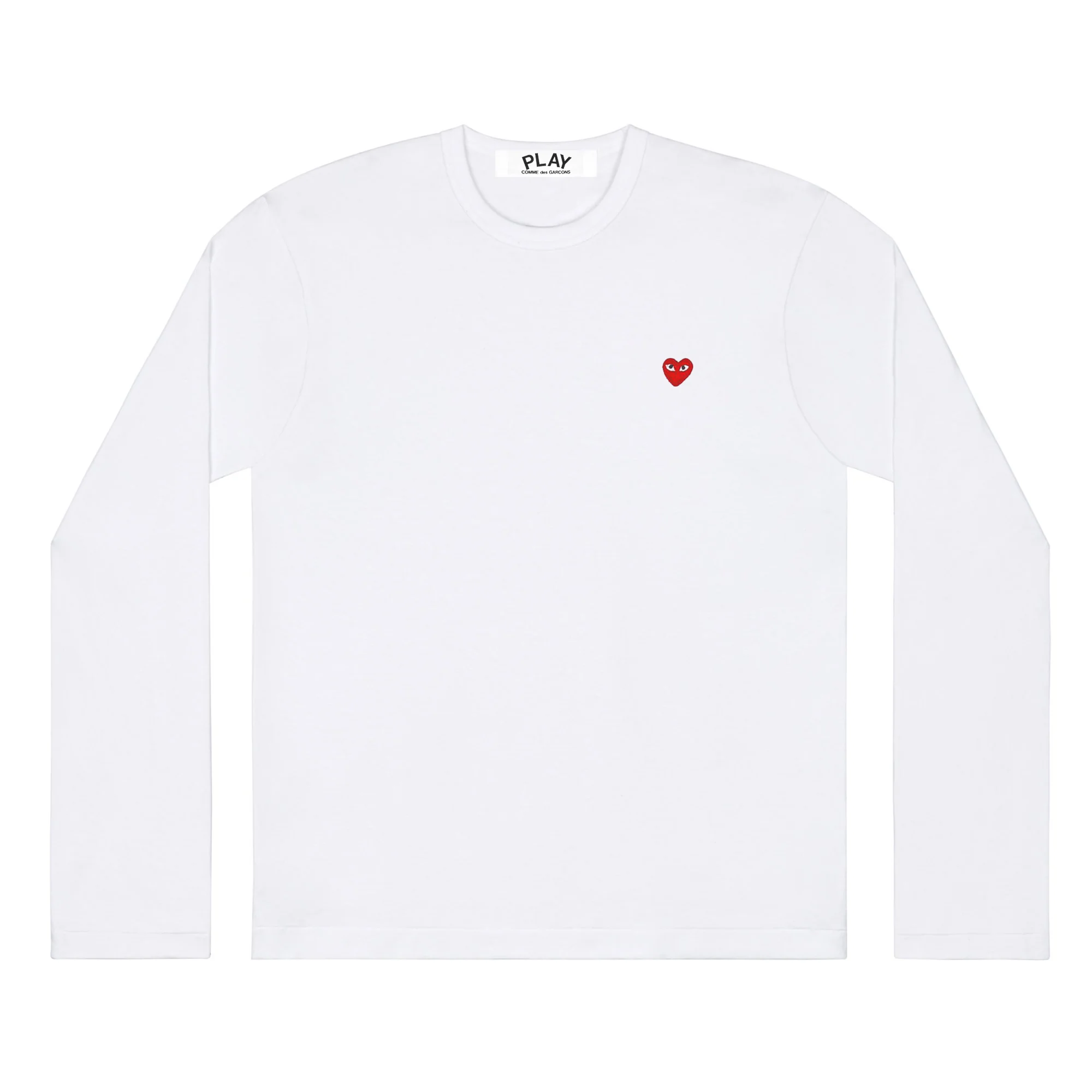 Play - Small Red Heart Long Sleeve T-Shirt - (White)
