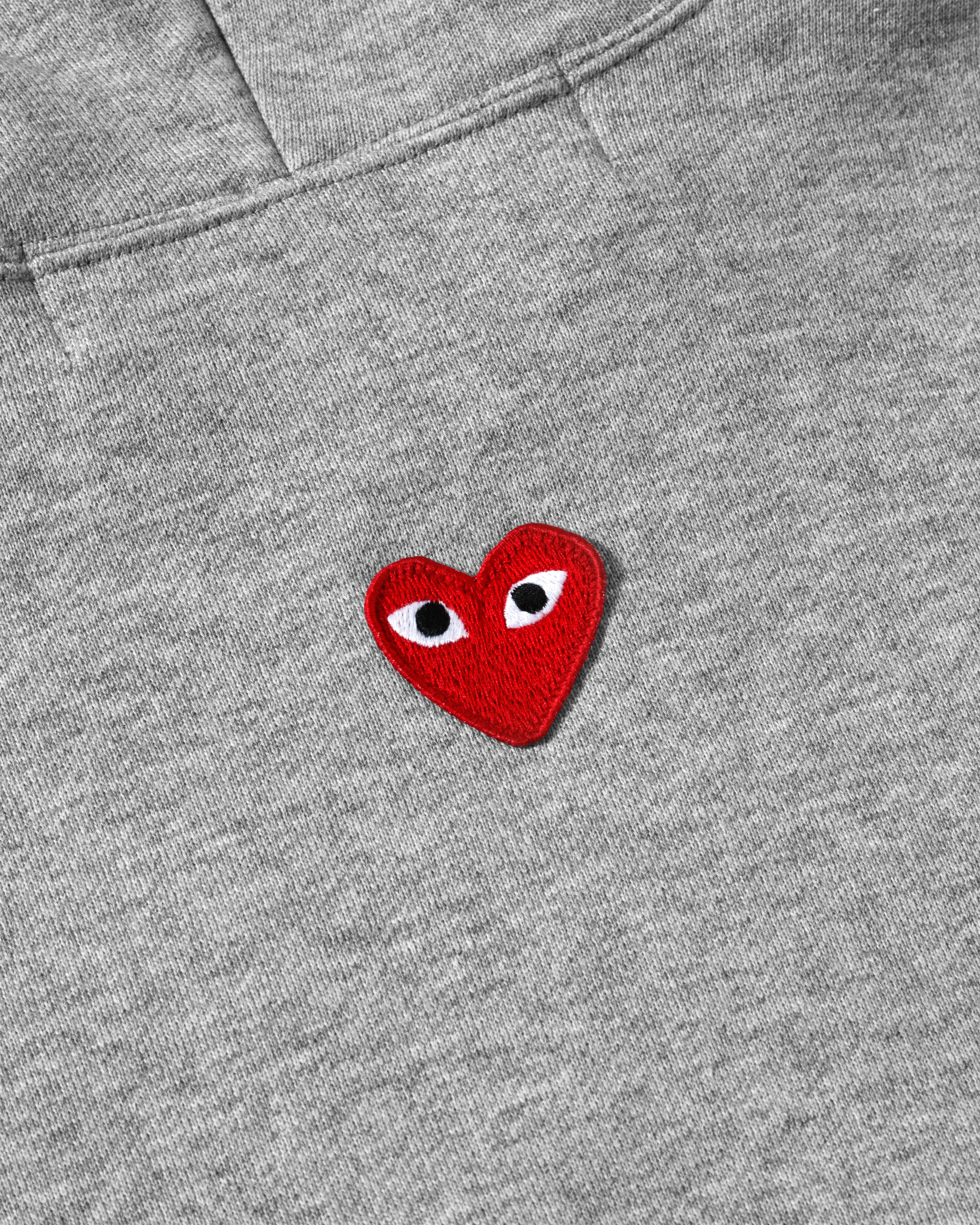 Play - Unisex Reverse Red Heart Zip Hooded Sweatshirt - (Grey) - Image 3