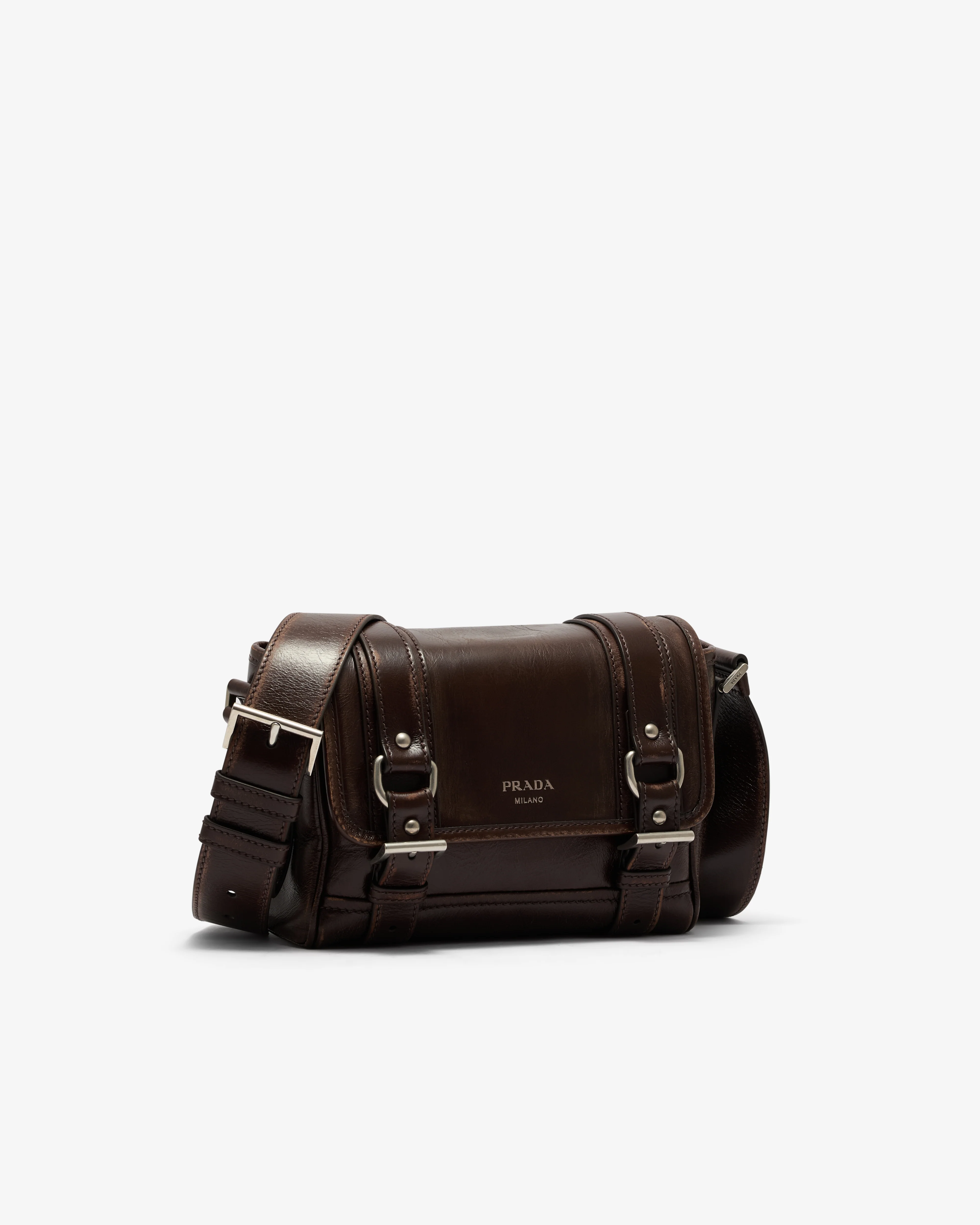 Prada - Men’s Buckle Shoulder Bag - (Dark Brown) - Image 2