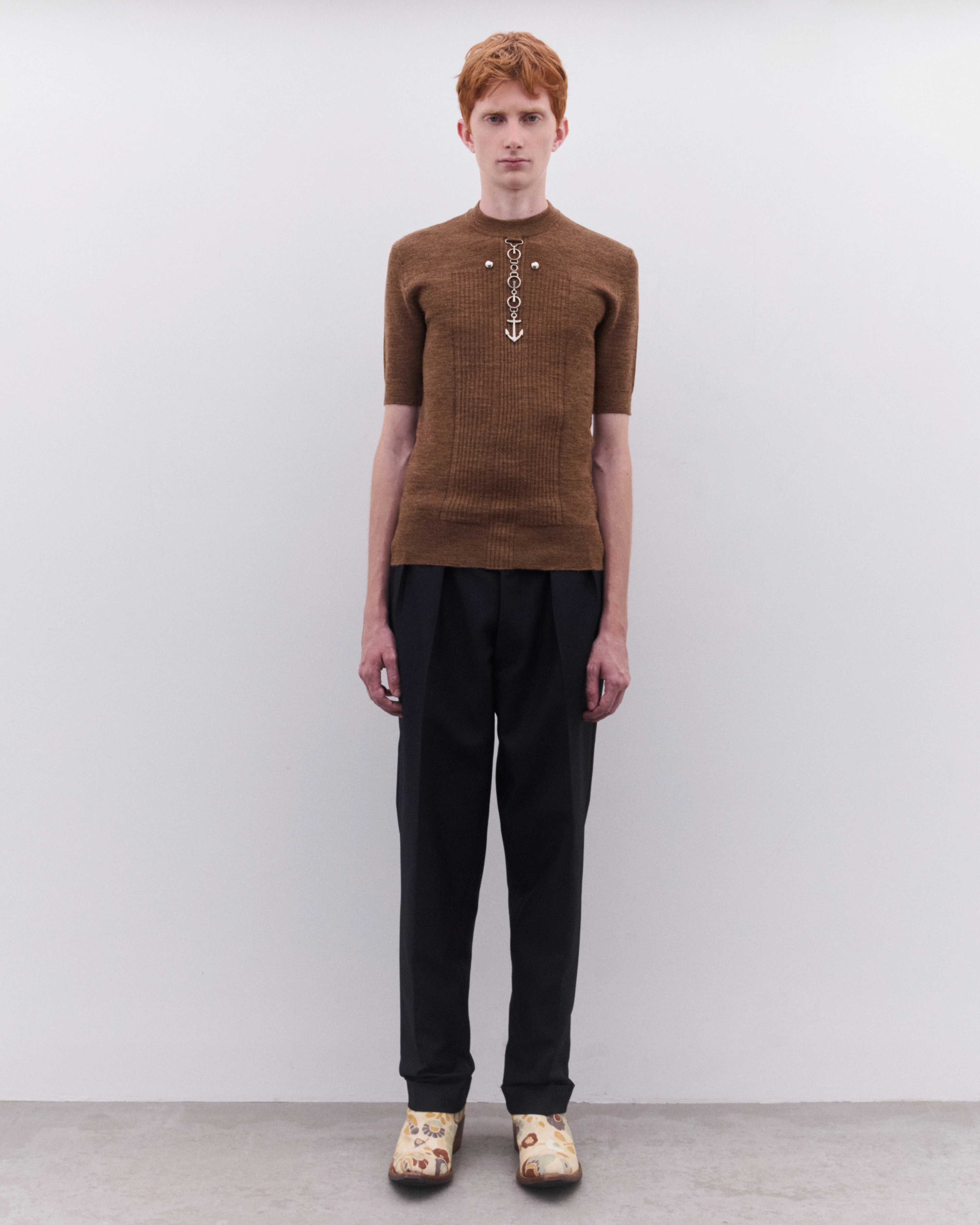 Prada - Men’s Anchor Short Sleeve Knit - (Light Brown) - Image 6