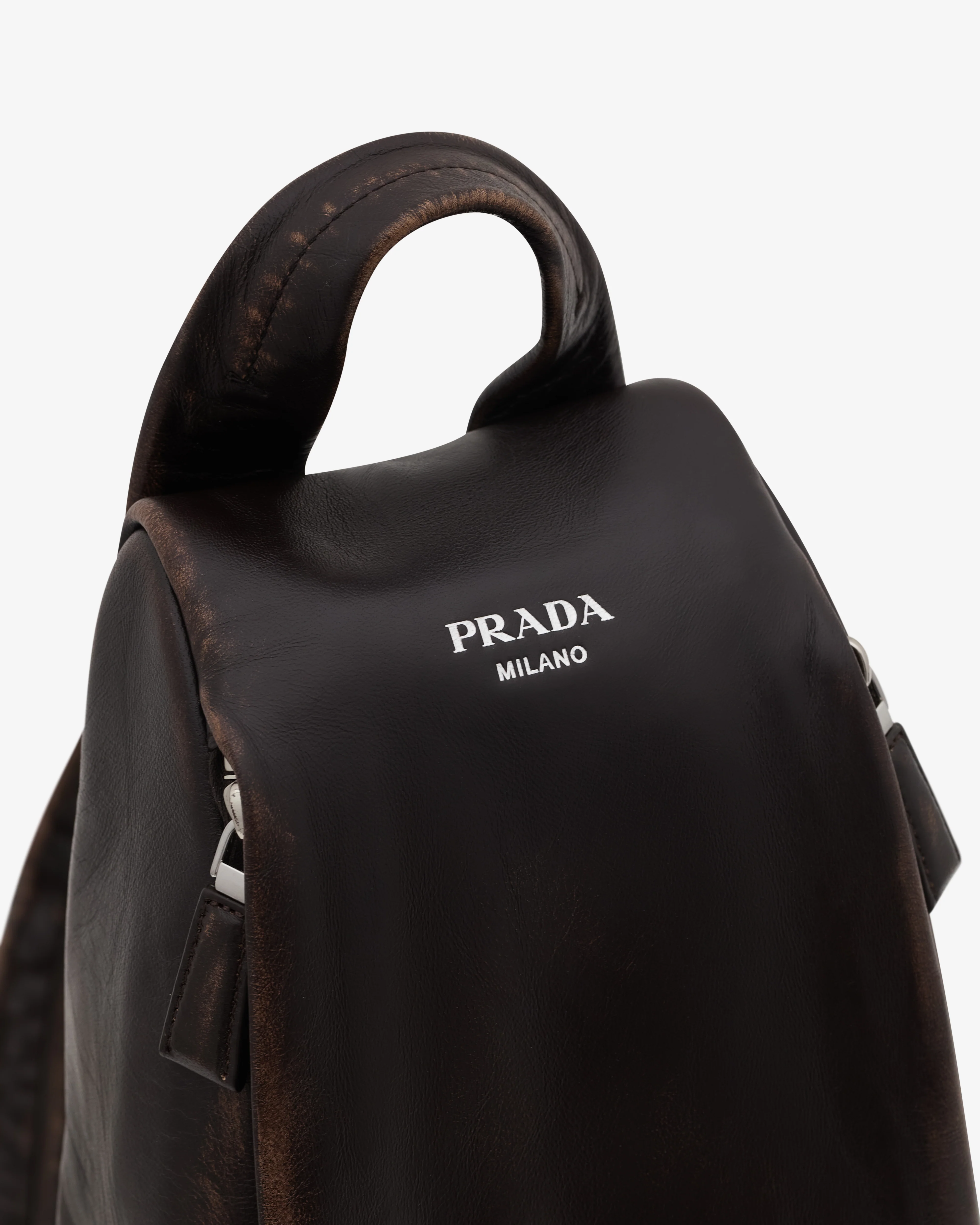 Prada - Men’s Nappa Leather Backpack - (Dark Brown) - Image 4
