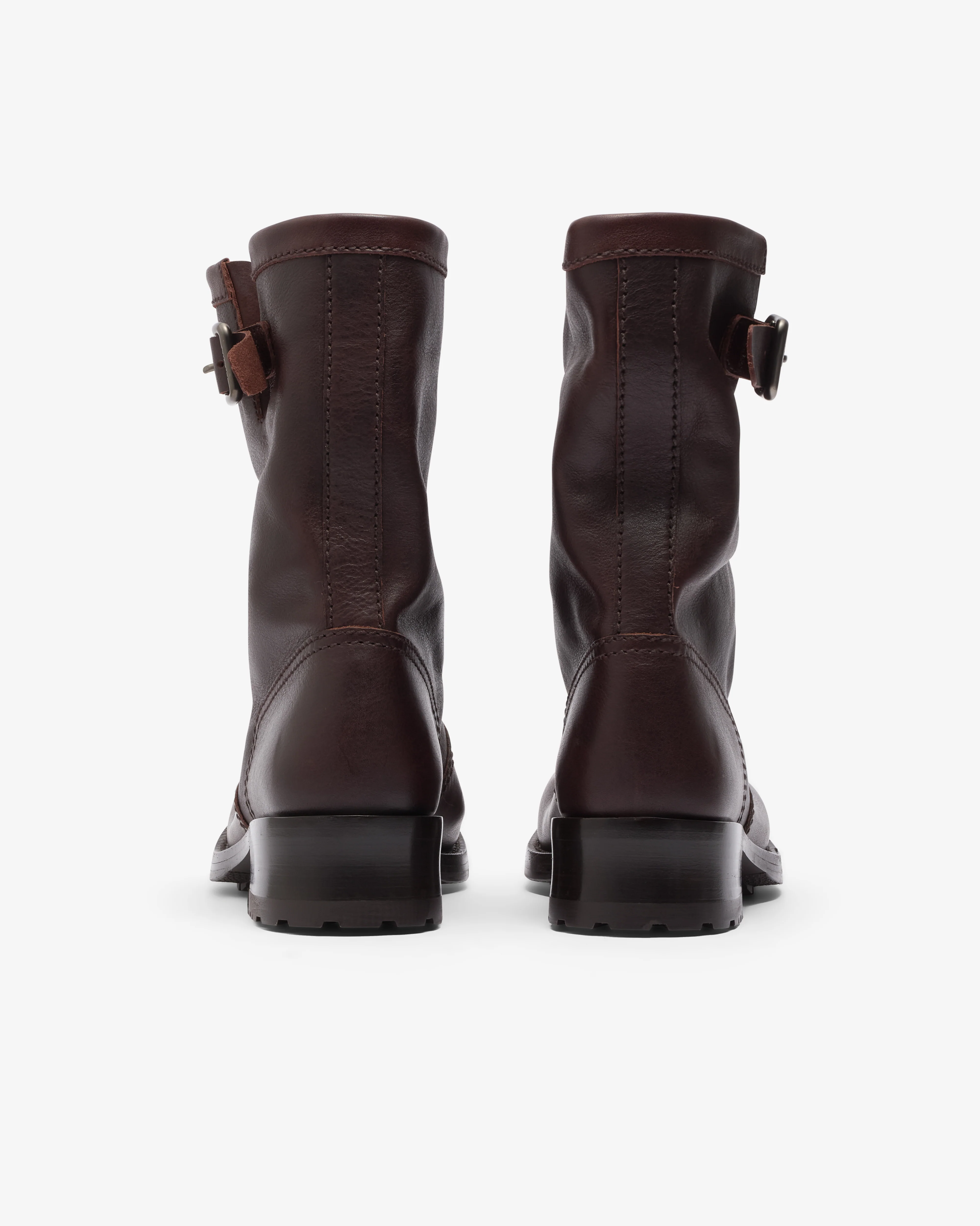 Prada - Women's Leather Mid-Calf Boots - (Dark Brown) - Image 3