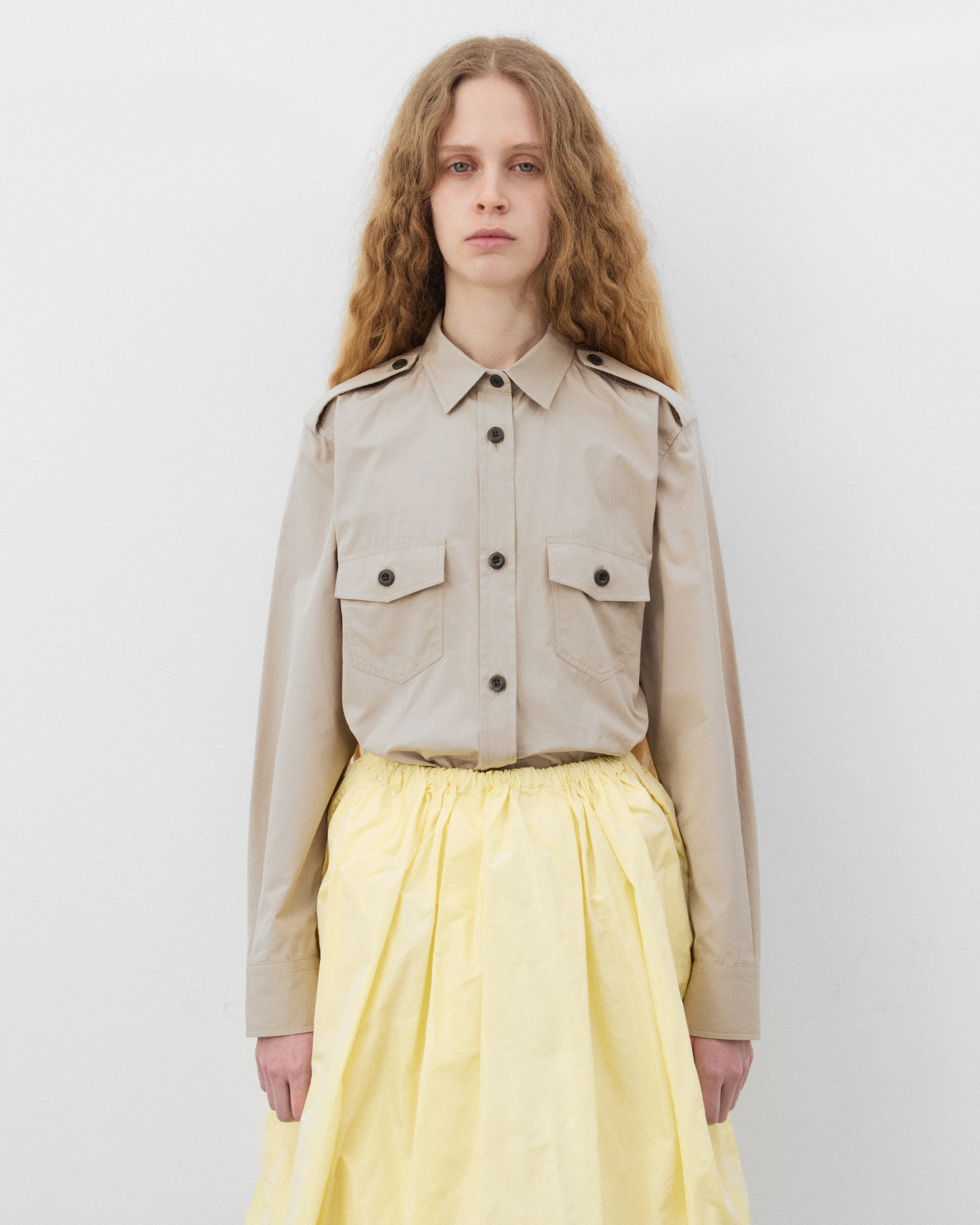 Prada - Women's Cotton Poplin Shirt - (Limestone) - Image 3
