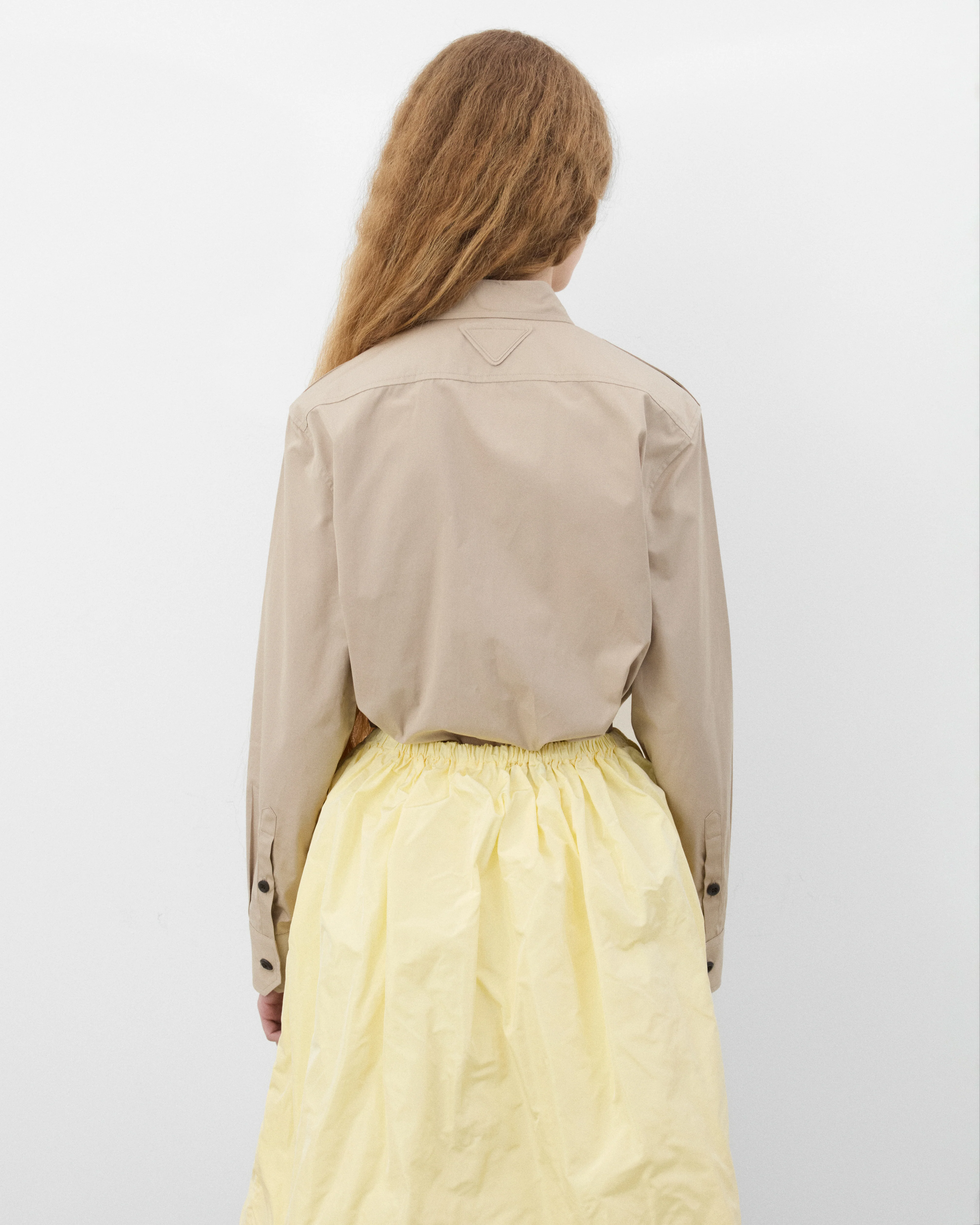 Prada - Women's Cotton Poplin Shirt - (Limestone) - Image 5