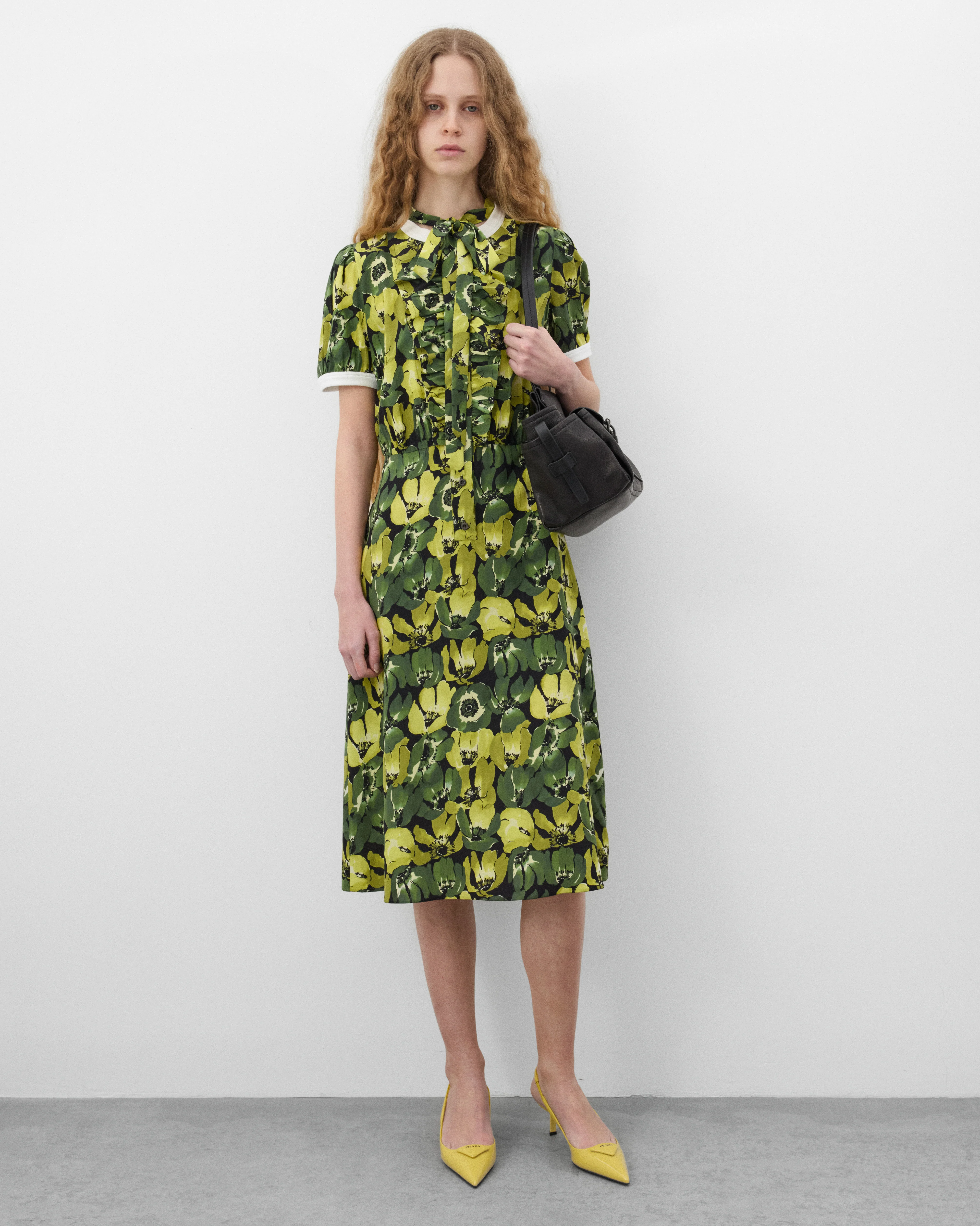Prada - Women's Satin Crepe Dress - (Forest Green/Multi) - Image 6