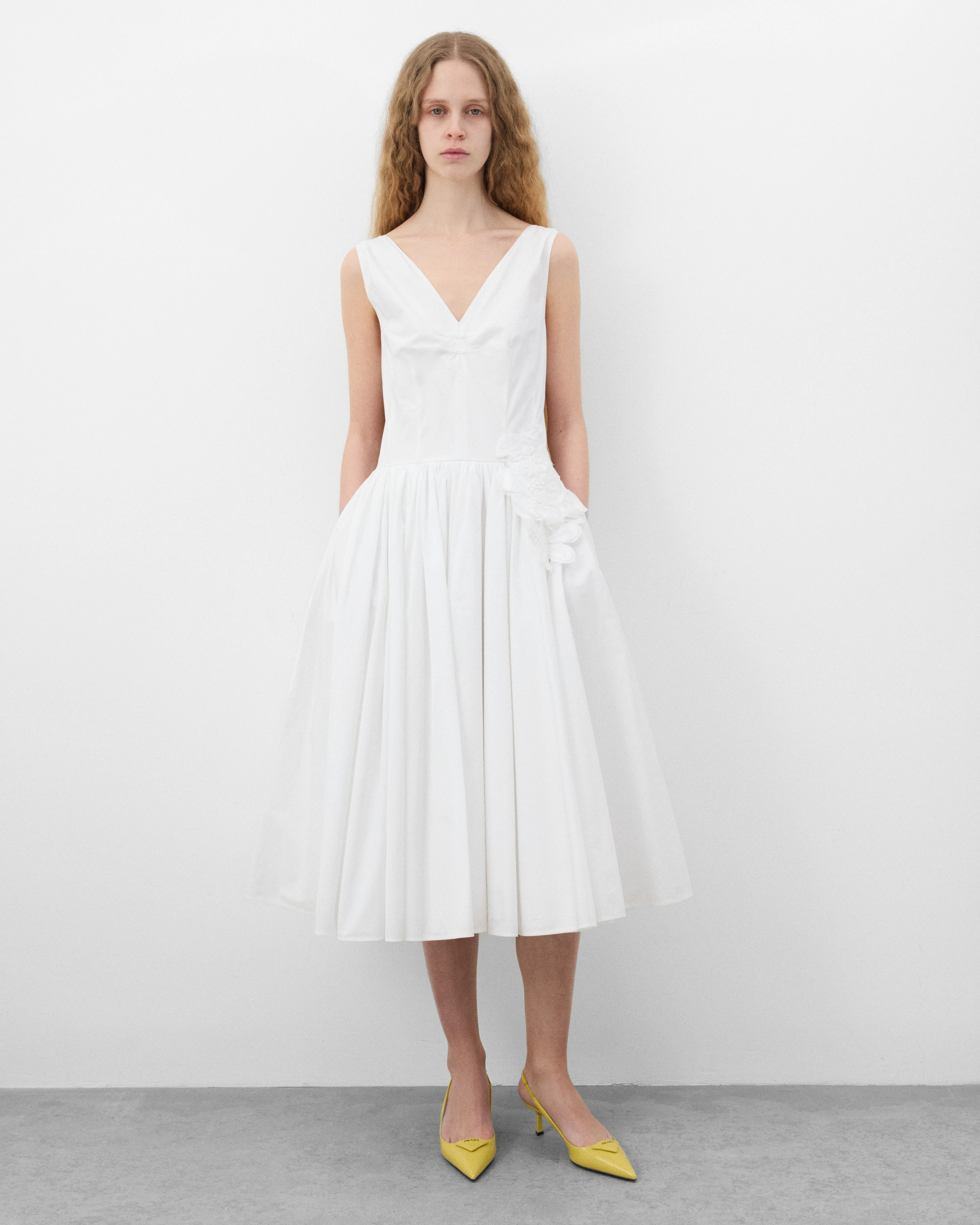 Prada - Women's Flower Midi Dress - (White) - Image 3