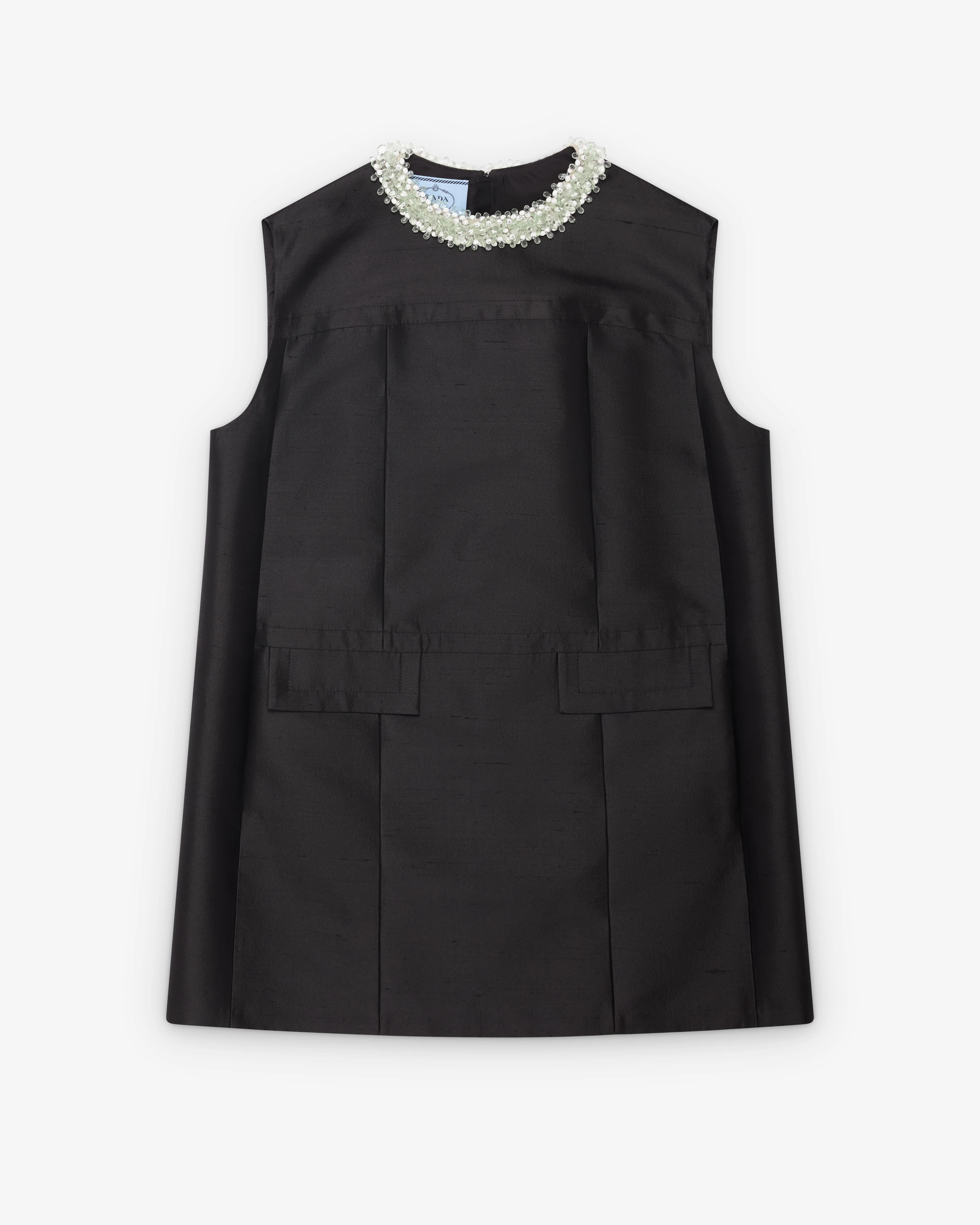Prada  - Women's Embroidered Double Shantung Dress - (Black)