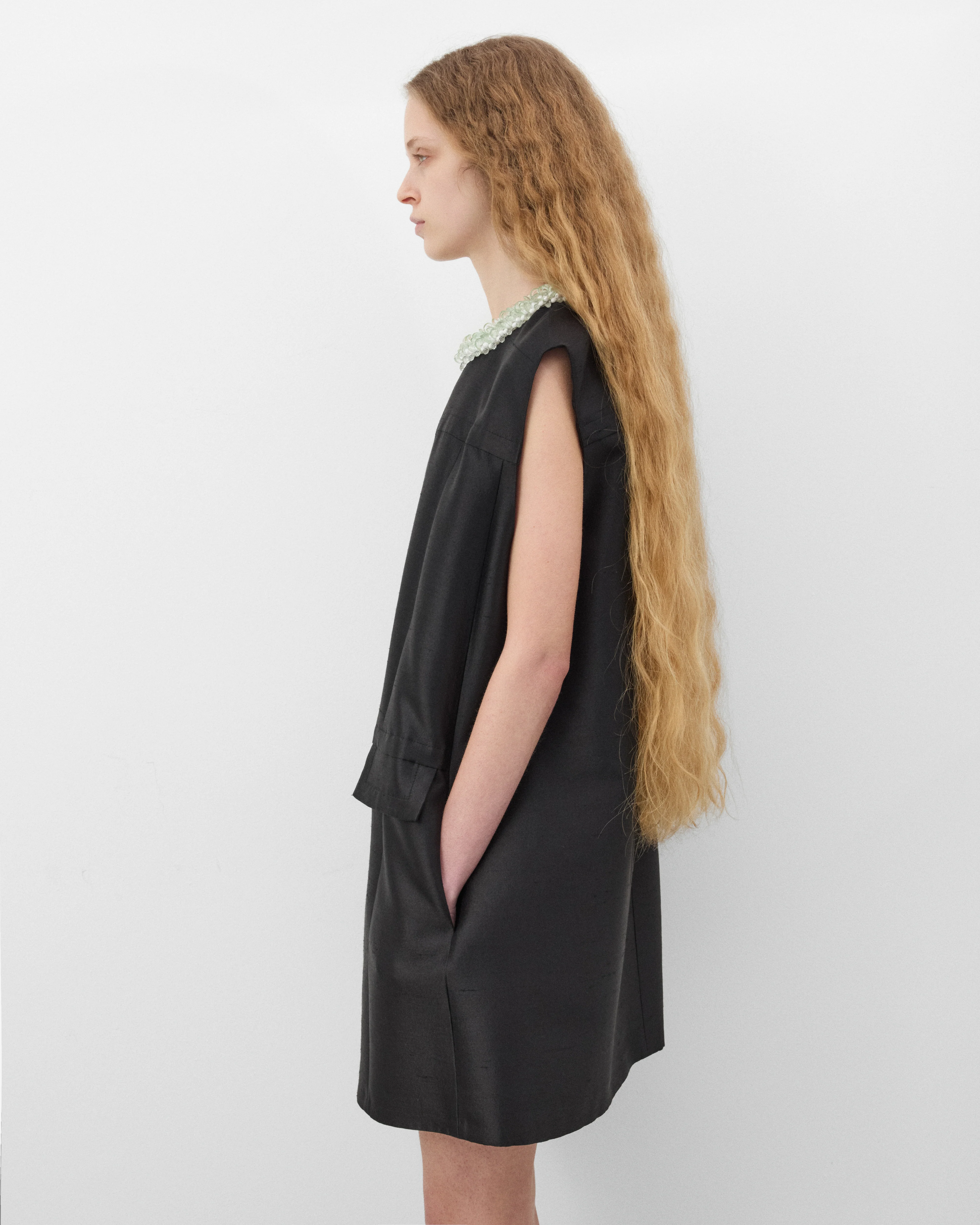 Prada  - Women's Embroidered Double Shantung Dress - (Black) - Image 5