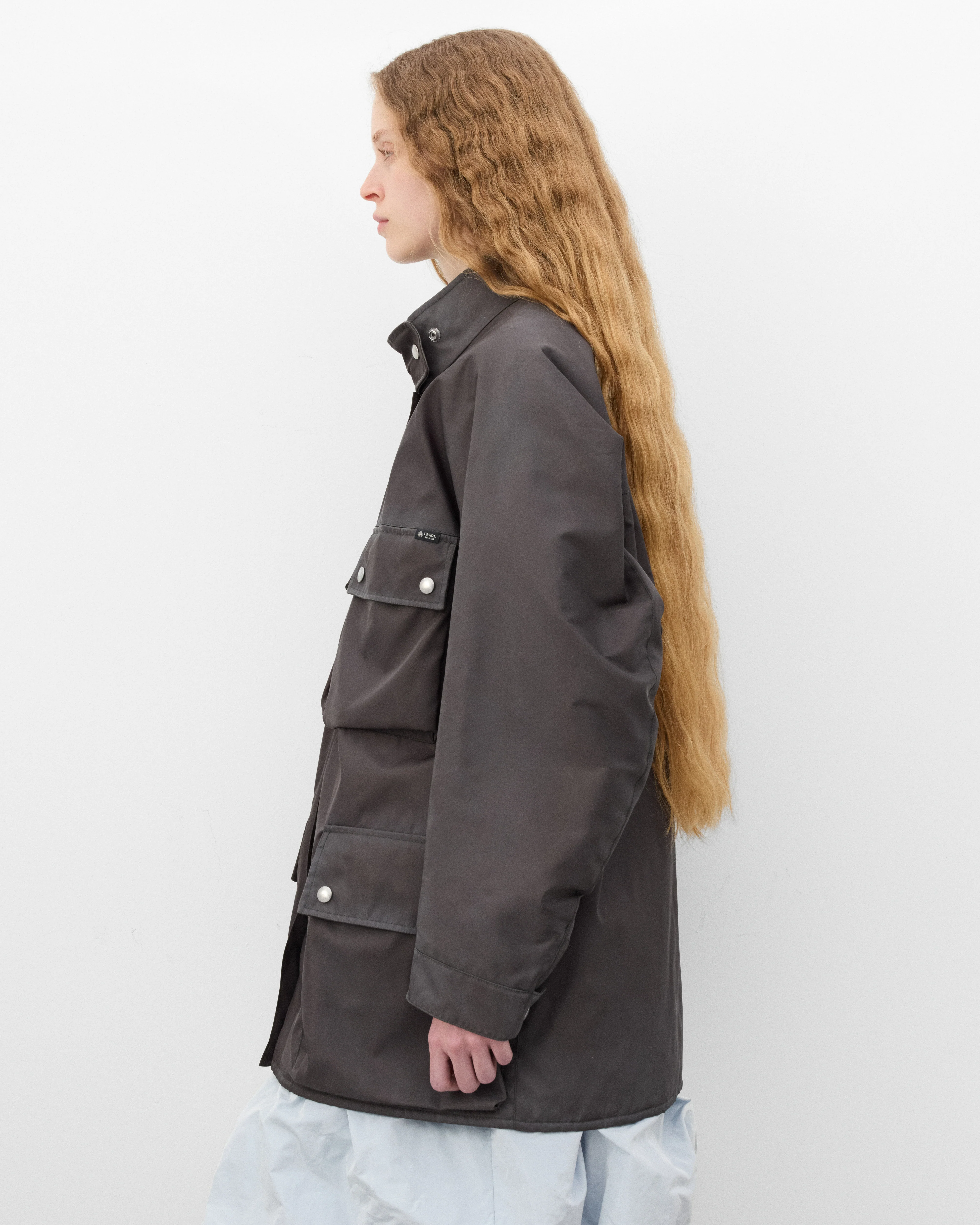 Prada - Women's Washed Re-Nylon Field Coat - (Lead Grey) - Image 4