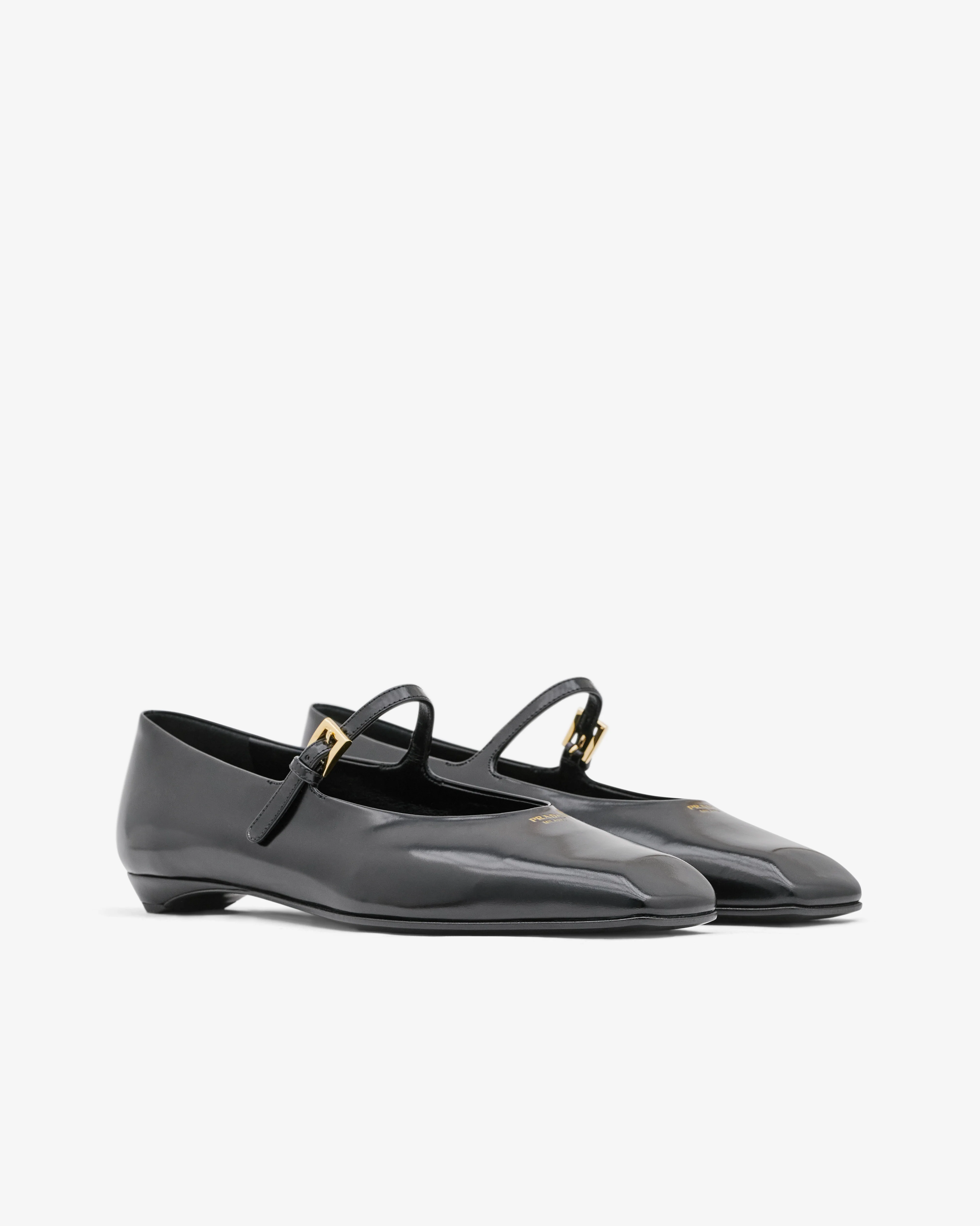 Prada - Women’s Brushed Leather Mary Jane Ballerinas - (Black) - Image 3