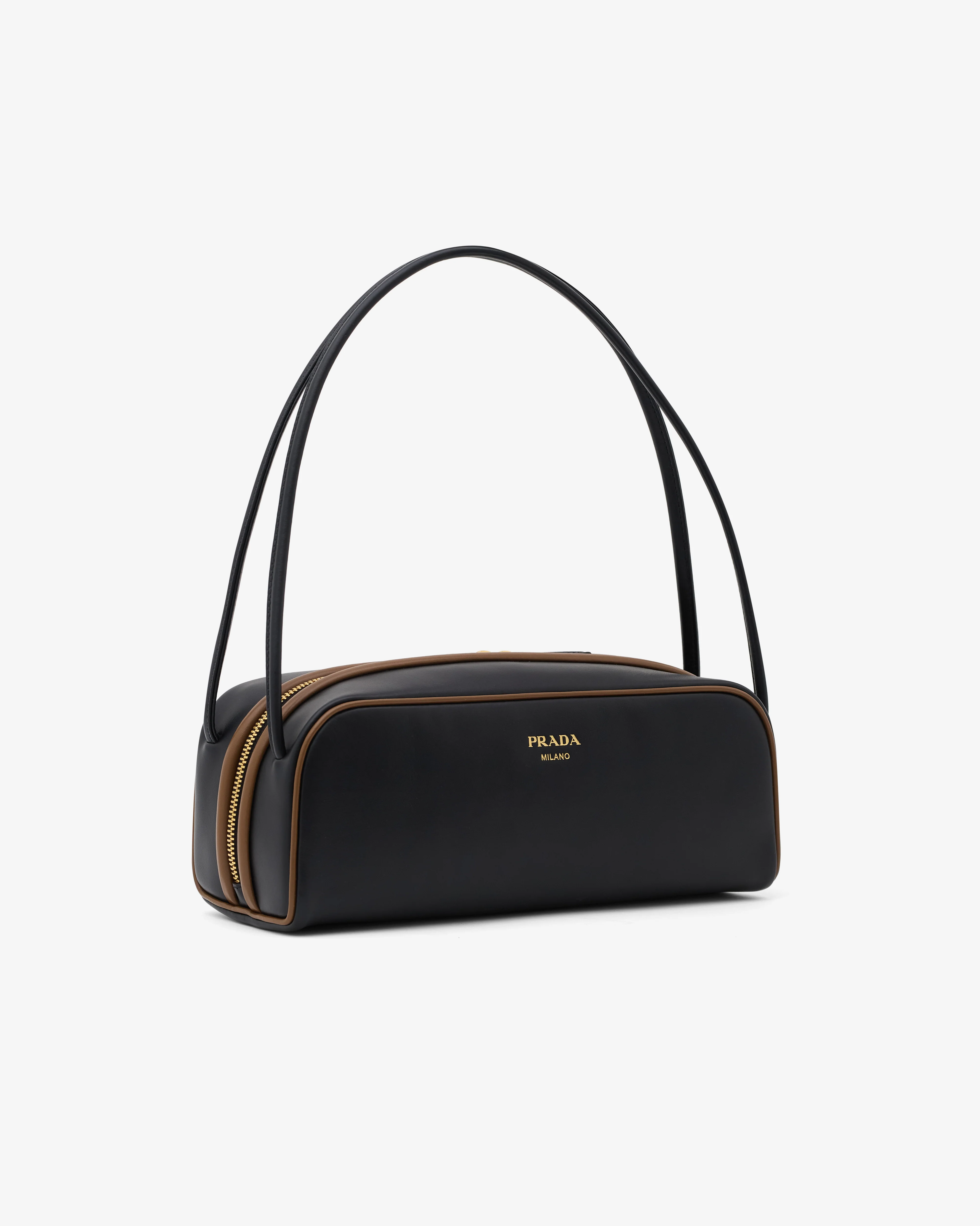 Prada - Swing Smooth Leather Shoulder Bag - (Black/Hazelnut) - Image 2