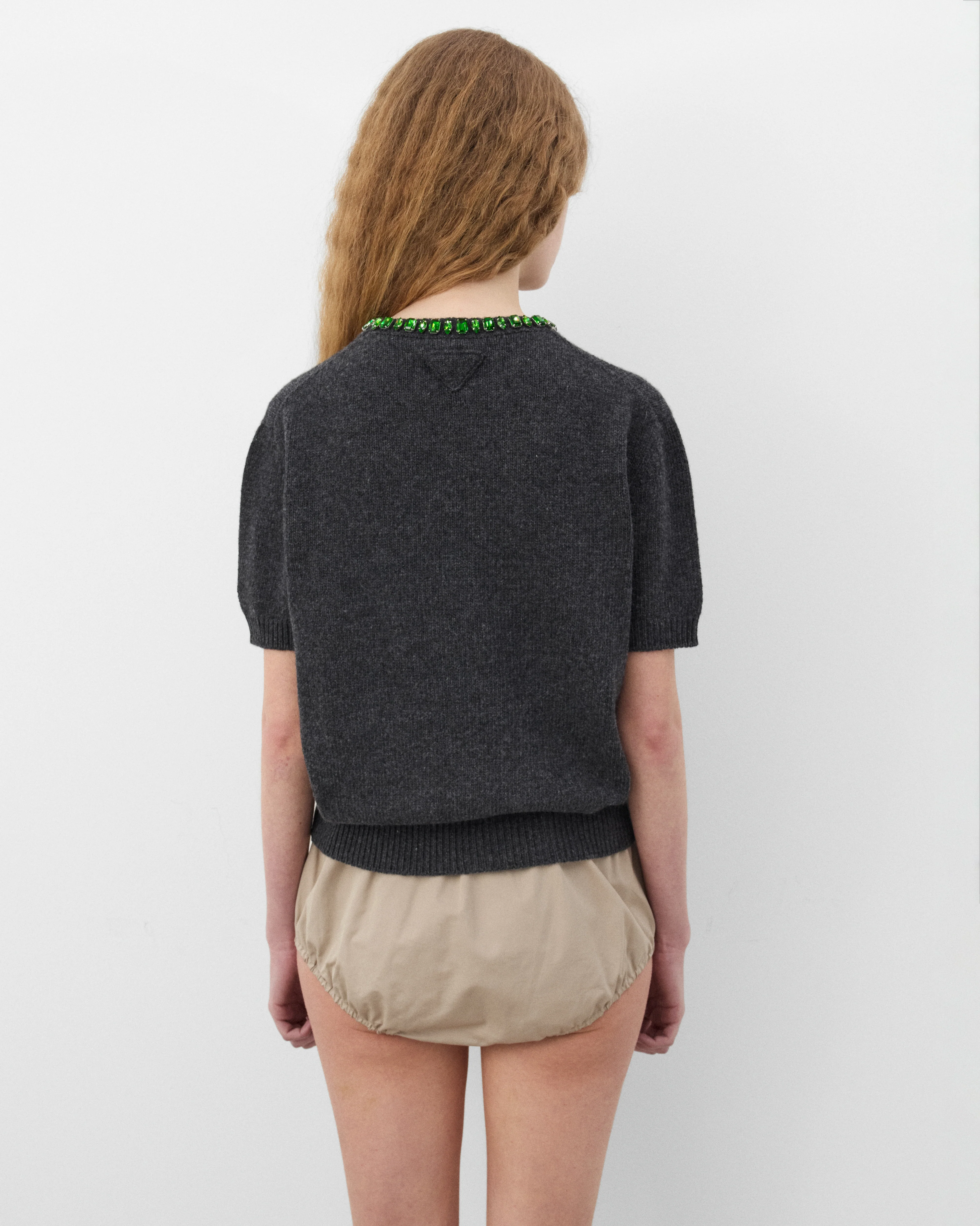 Prada - Women's Wool and Cashmere Crew-Neck Sweater - (Anthracite) - Image 5