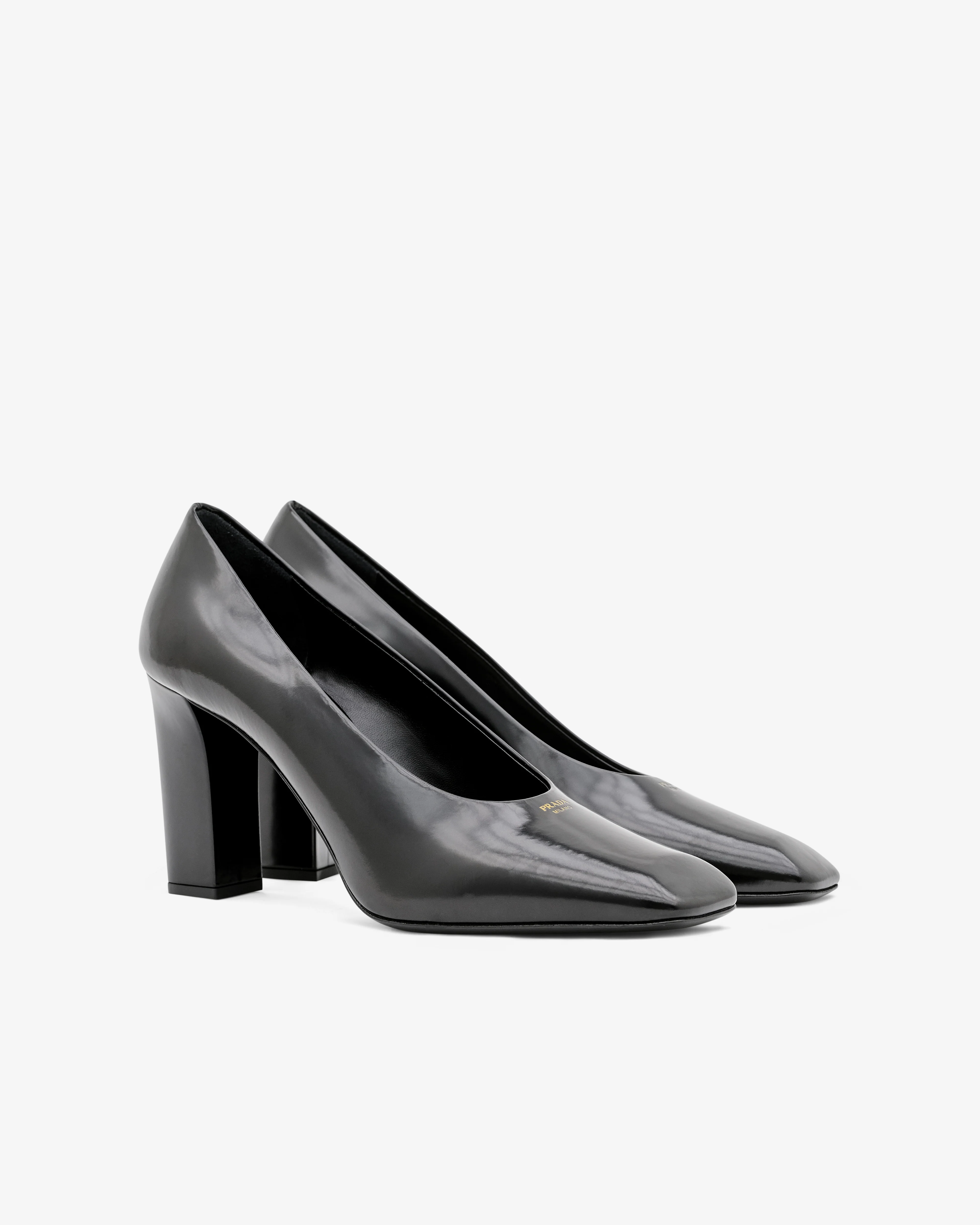 Prada - Women’s Brushed Leather Pumps - (Black) - Image 3