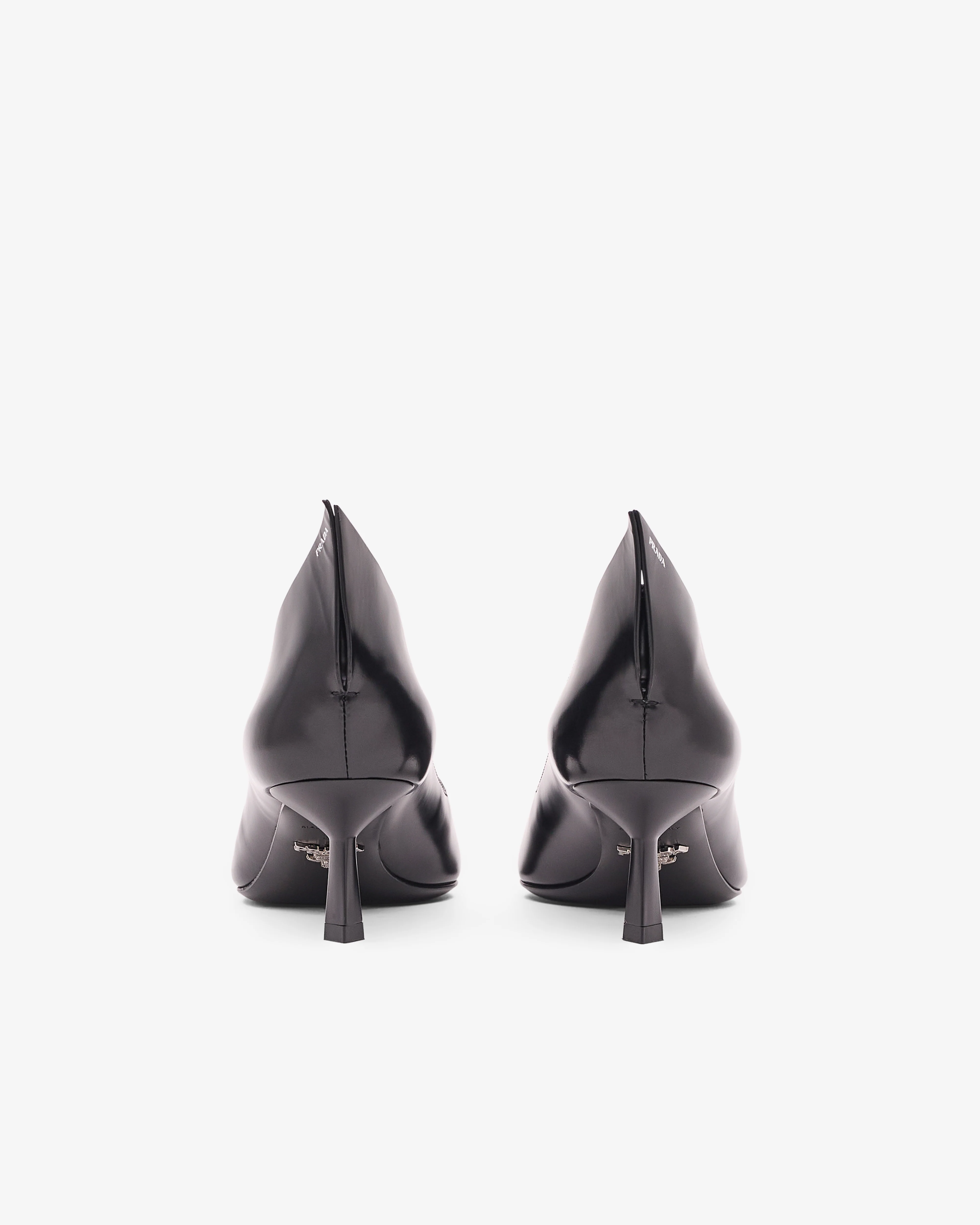 Prada - Women's Brushed Leather Pumps - (Black) - Image 4