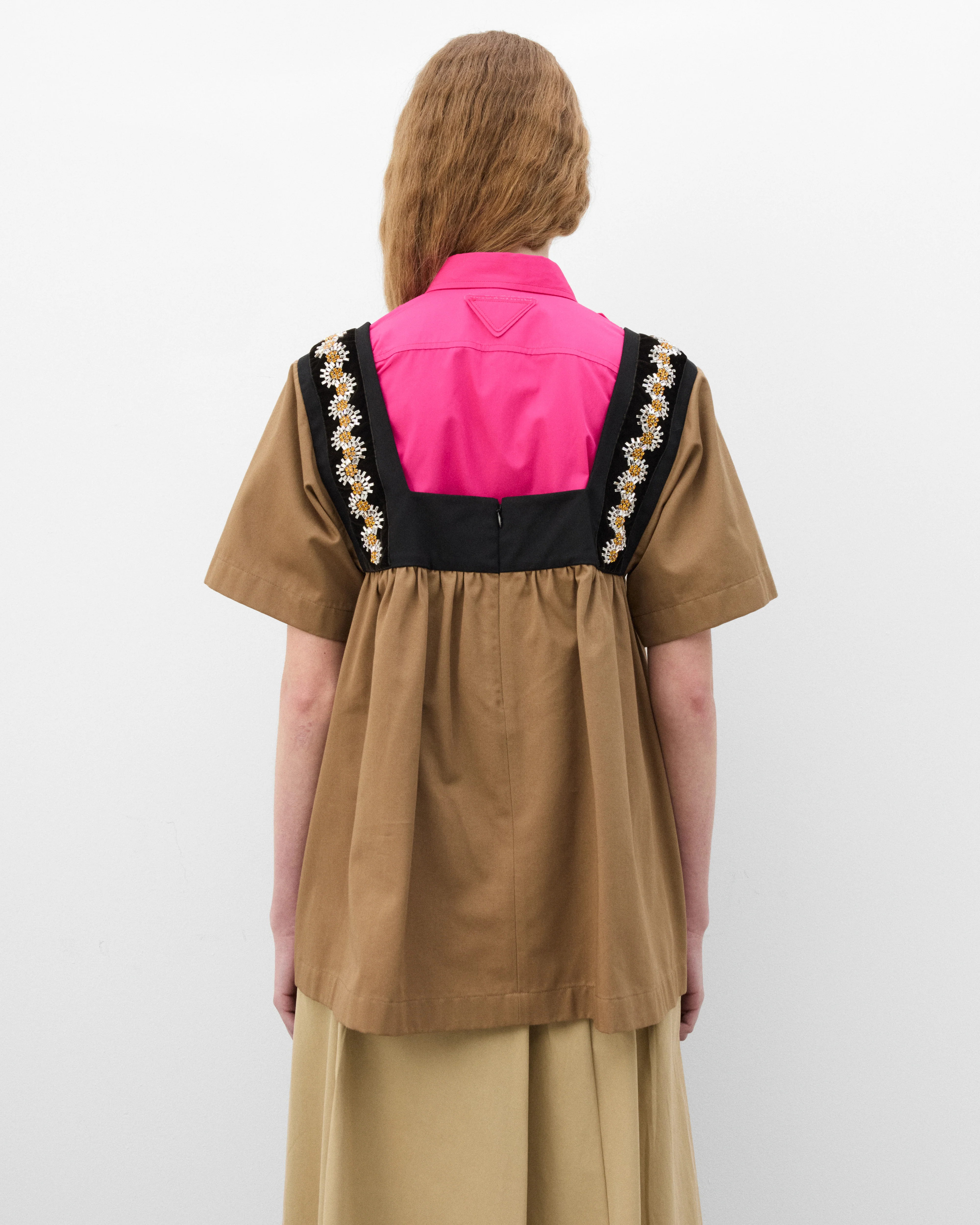 Prada  - Women's Embroidered Gabardine Top - (Cork Beige) - Image 5