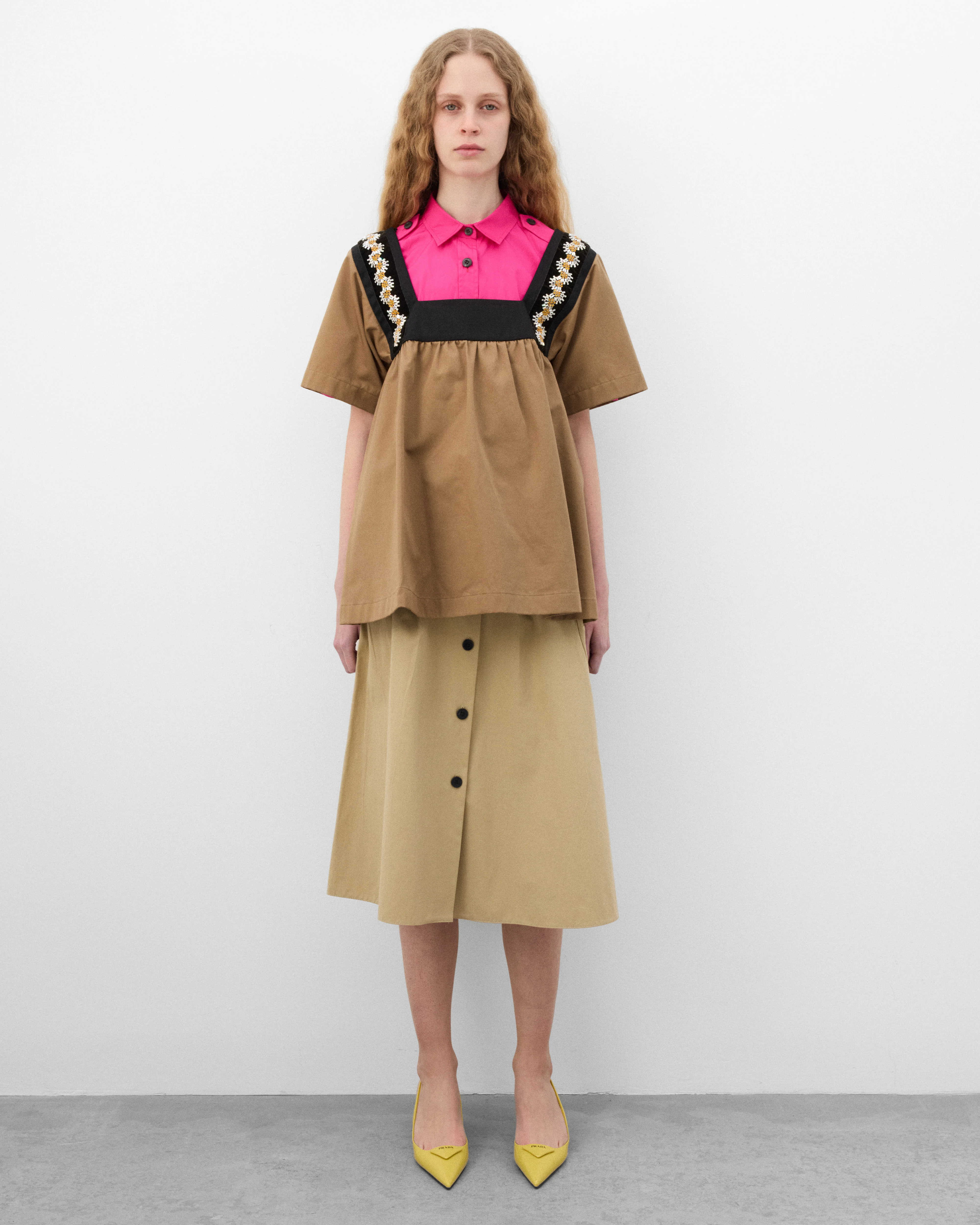 Prada  - Women's Embroidered Gabardine Top - (Cork Beige) - Image 6