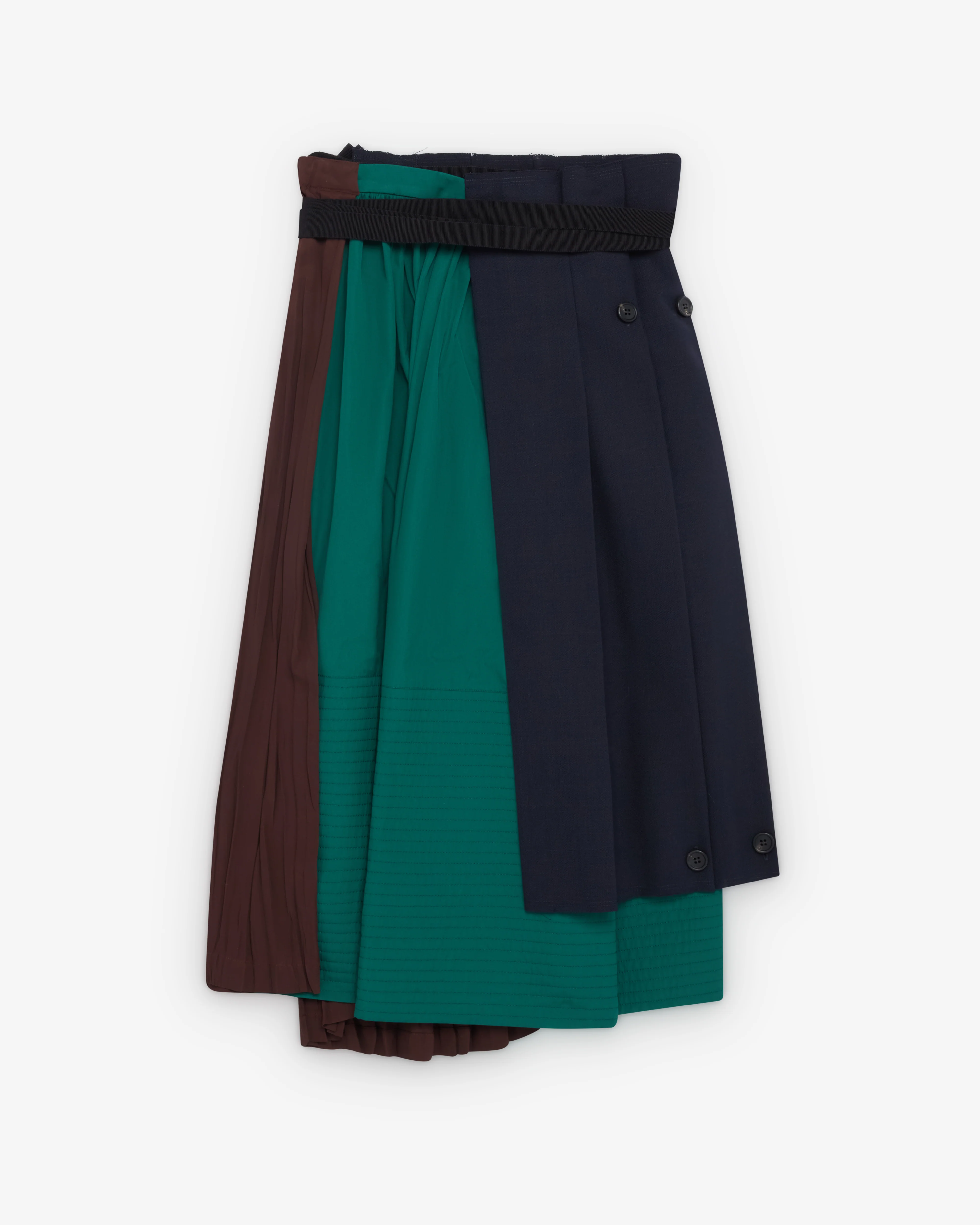 Prada  - Women's Rush Stitch Patchwork Skirt - (Navy) - Image 2
