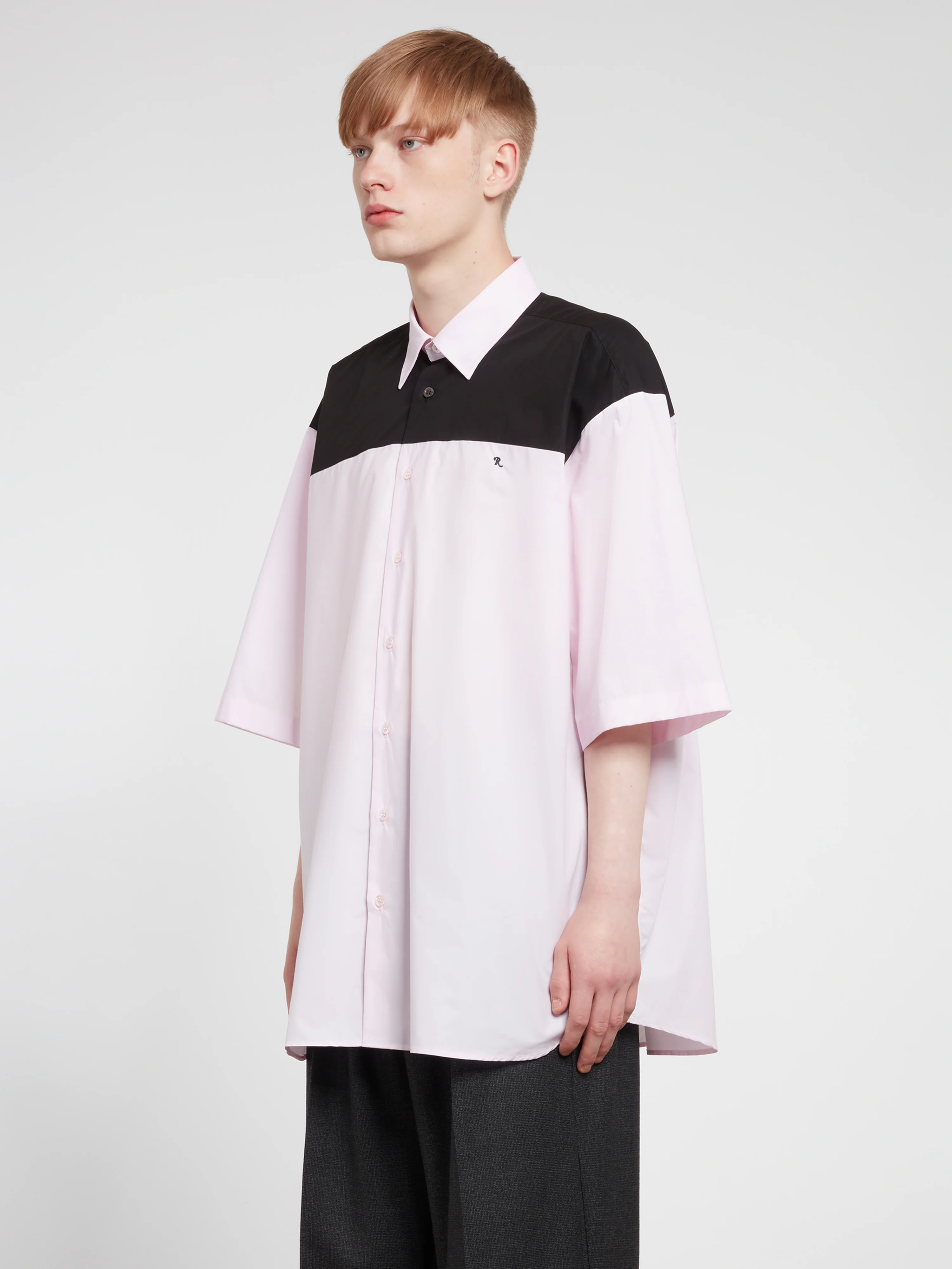 Raf Simons - Men’s Americano Bicolor Shirt - (Light Pink) - Image 3