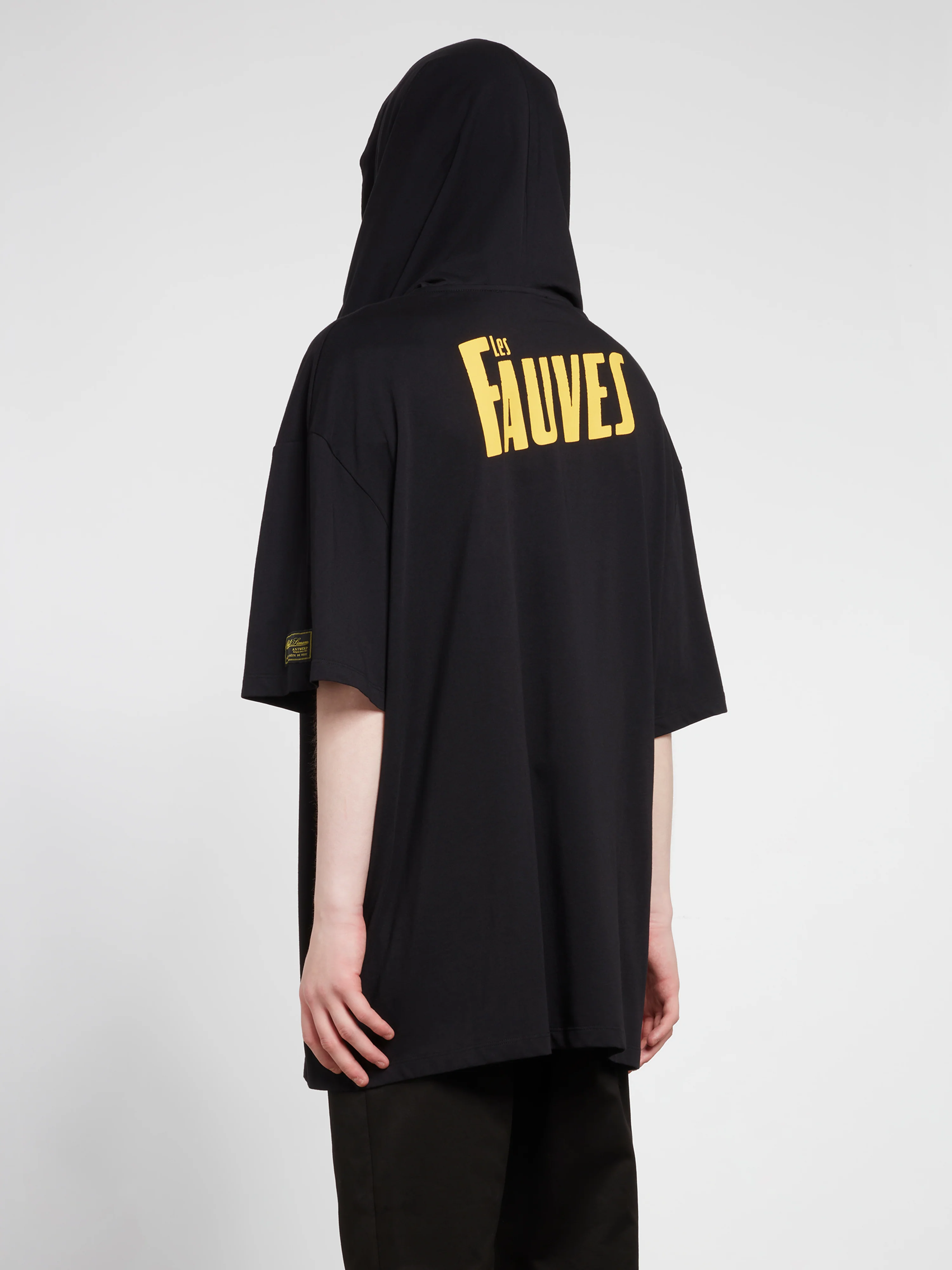 Raf Simons - Men’s Oversized T-Shirt With Hood Fauves - (Black) - Image 5