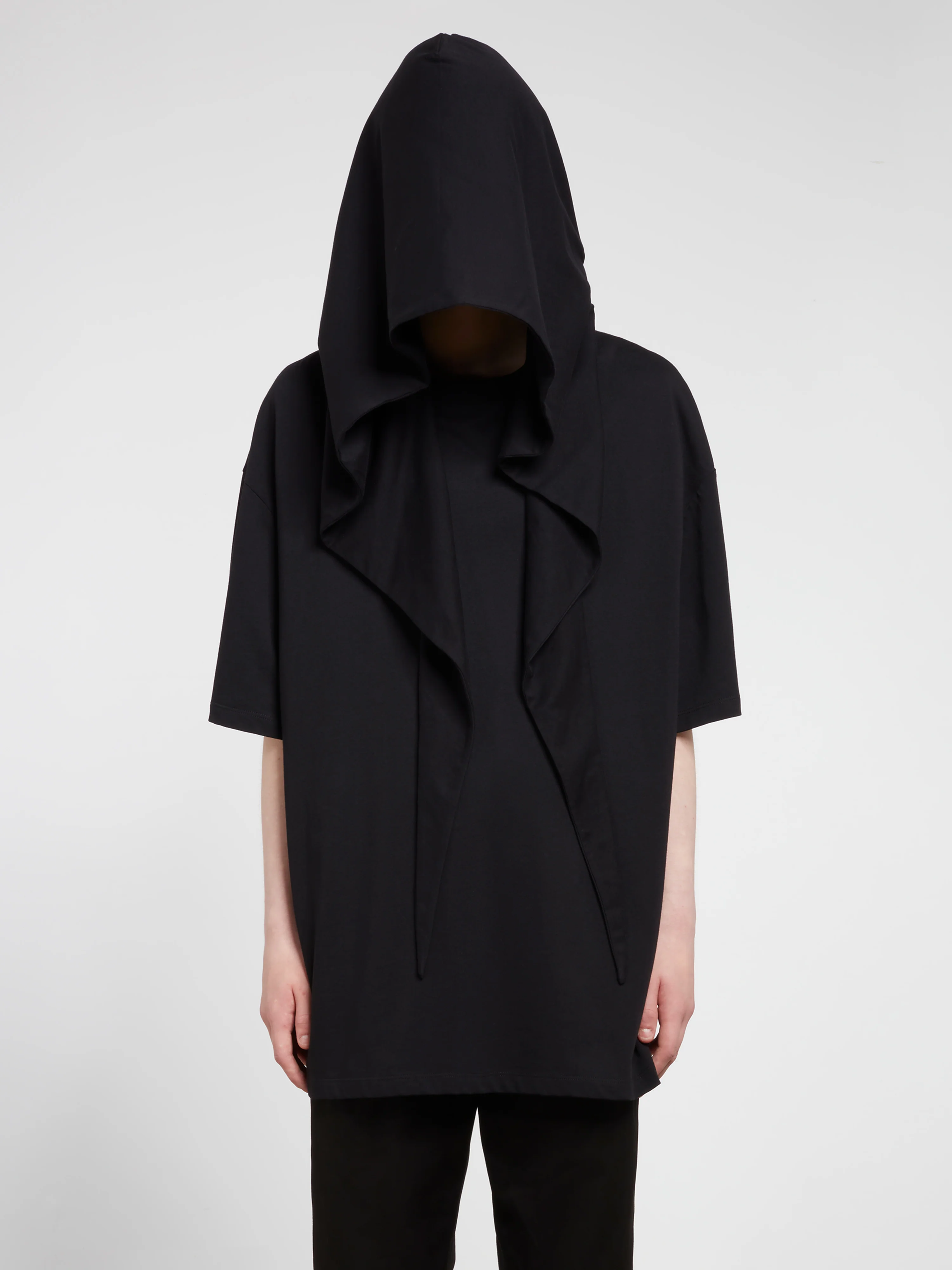 Raf Simons - Men’s Oversized T-Shirt With Hood Fauves - (Black) - Image 6