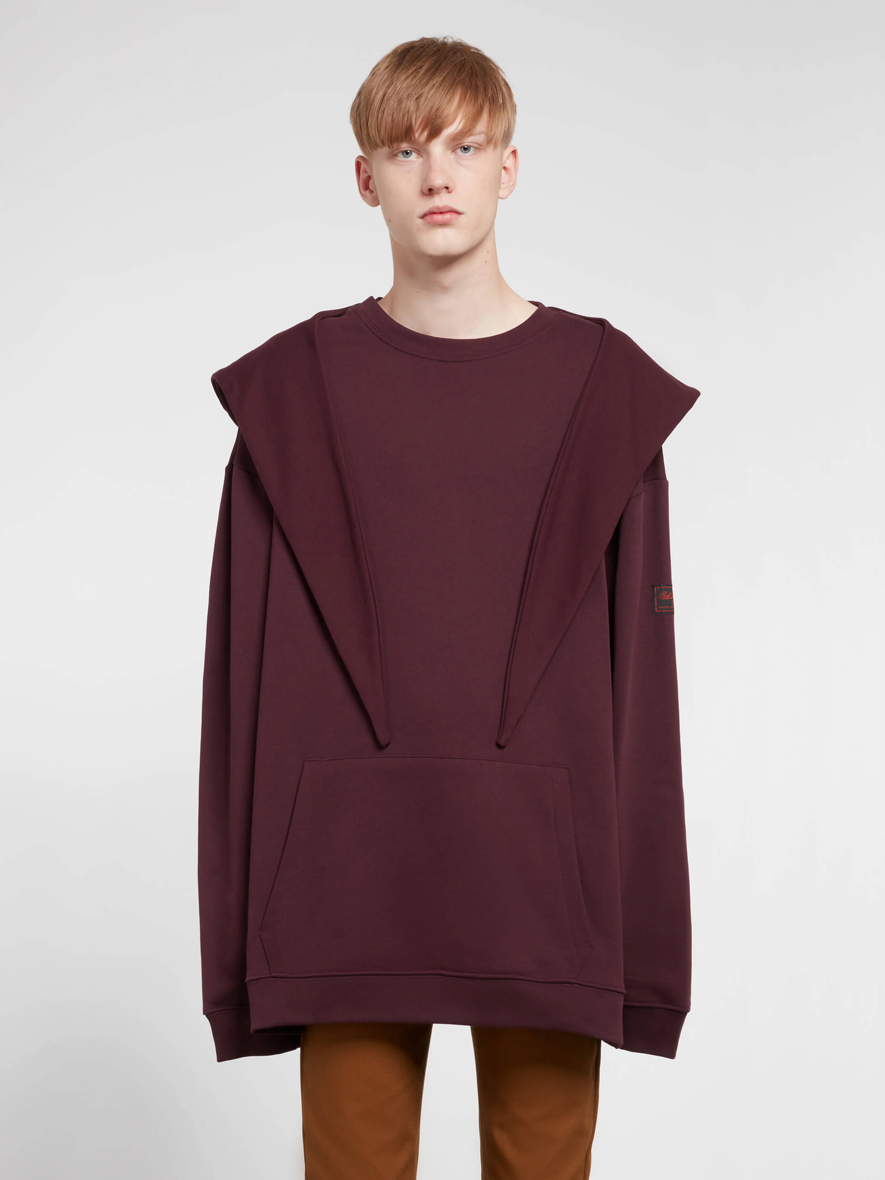 Raf Simons - Men’s Regular Fit Knot Hoodie - (Dark Aubergine) - Image 2