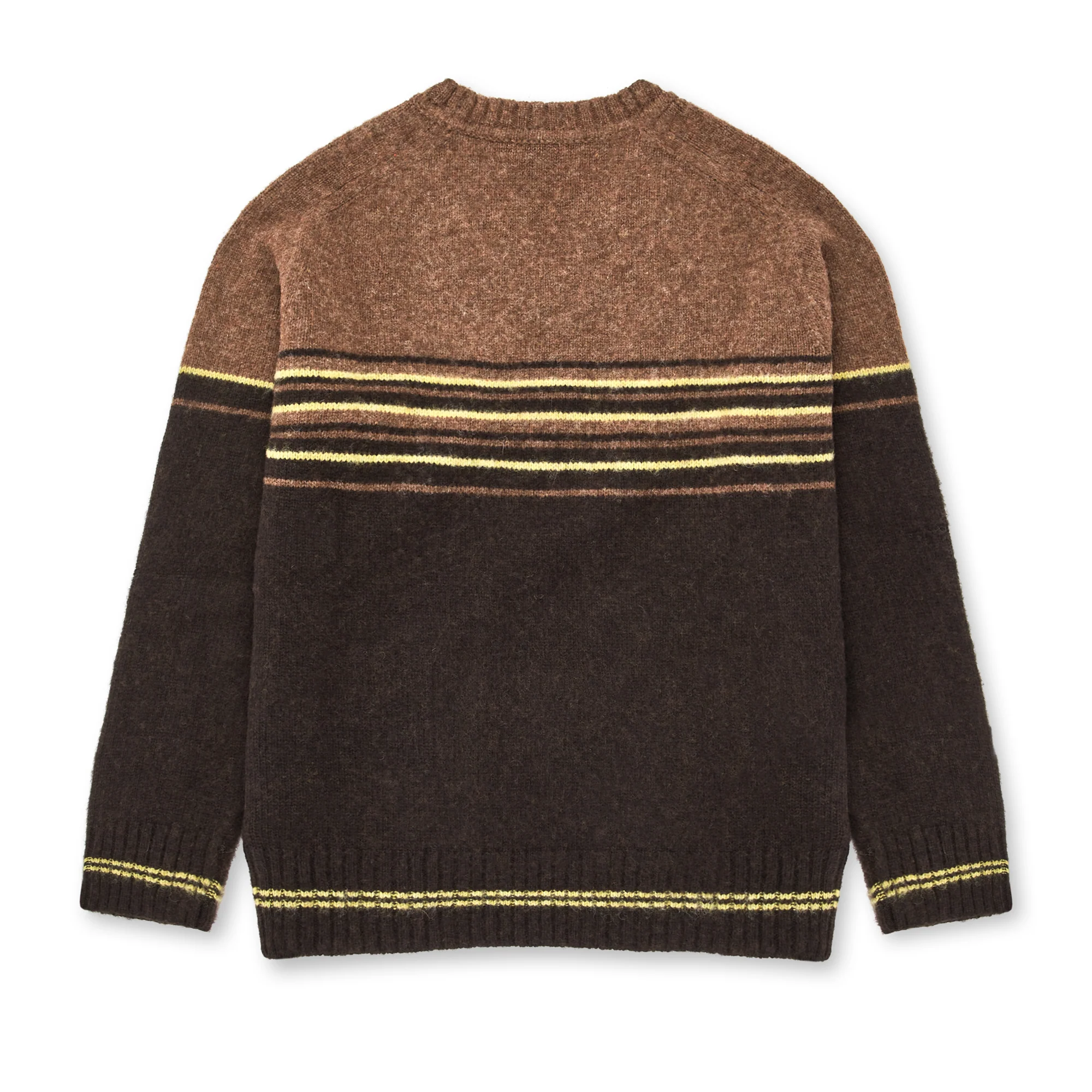Raf Simons - Men’s Striped Hammer Sleeve V-Neck Sweater - (Dark Brown) - Image 2