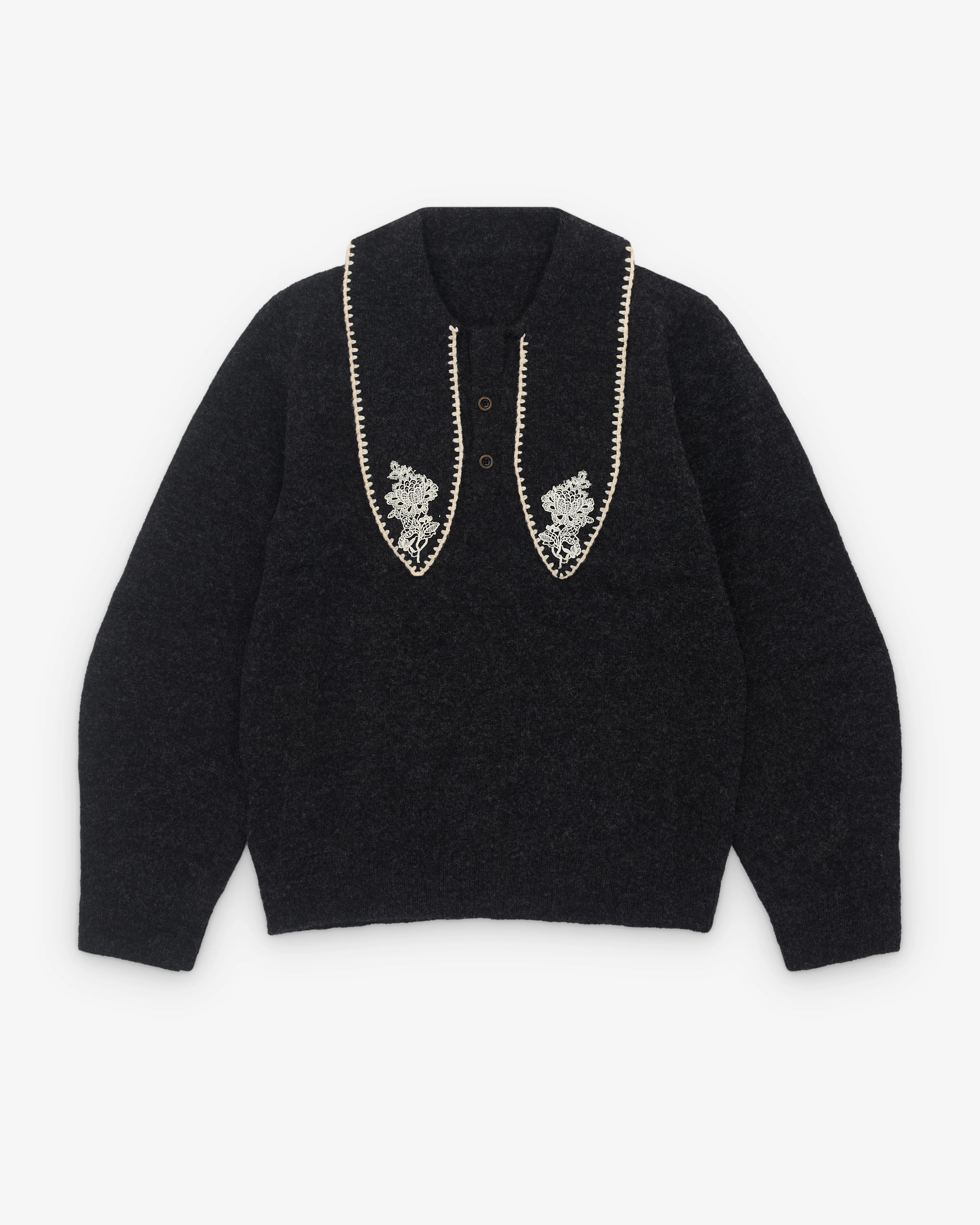 Renli Su - Women’s Tie Collar Knit - (Dark Grey)