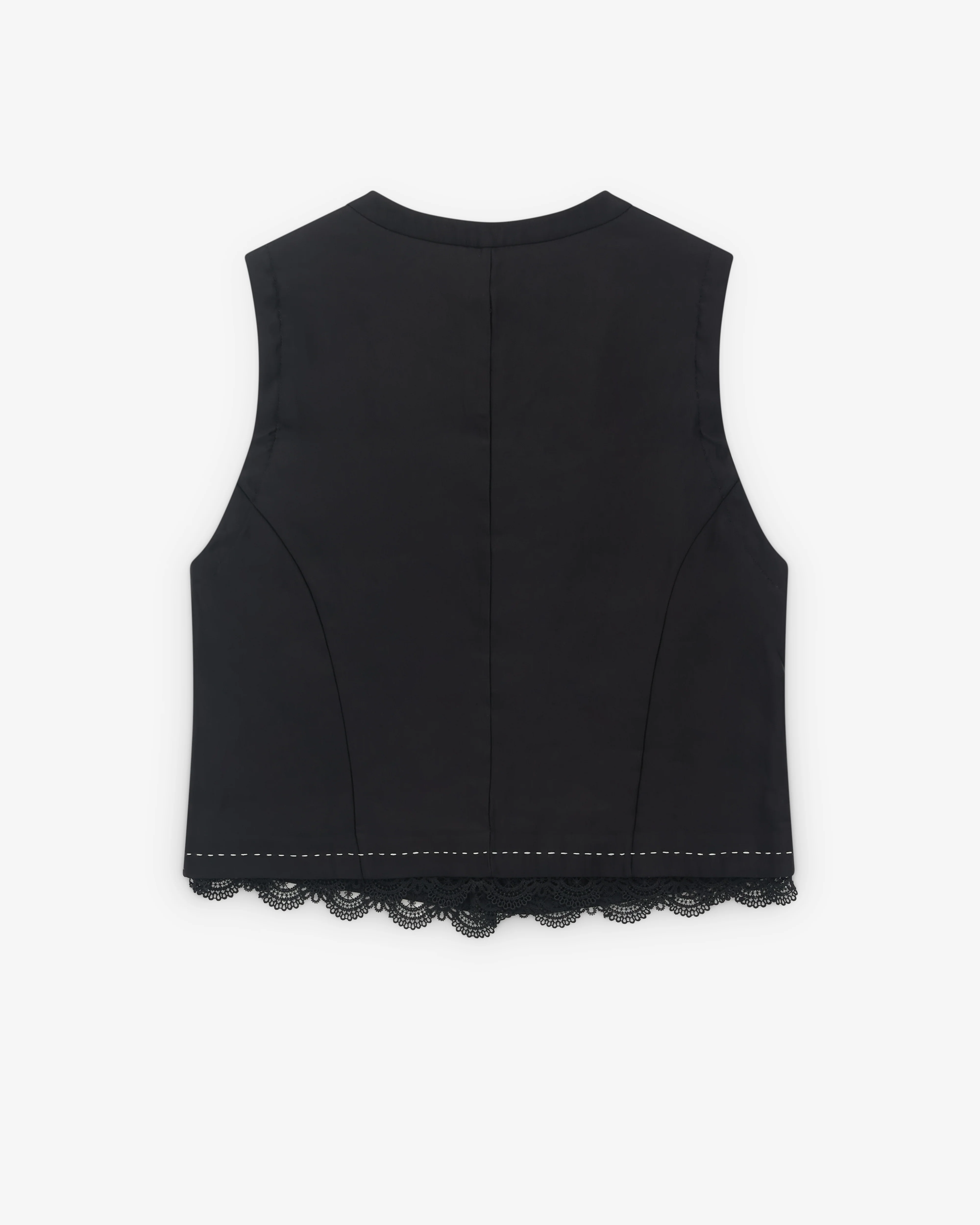 Renli Su - Women’s Lace Trim Vest - (Black) - Image 2