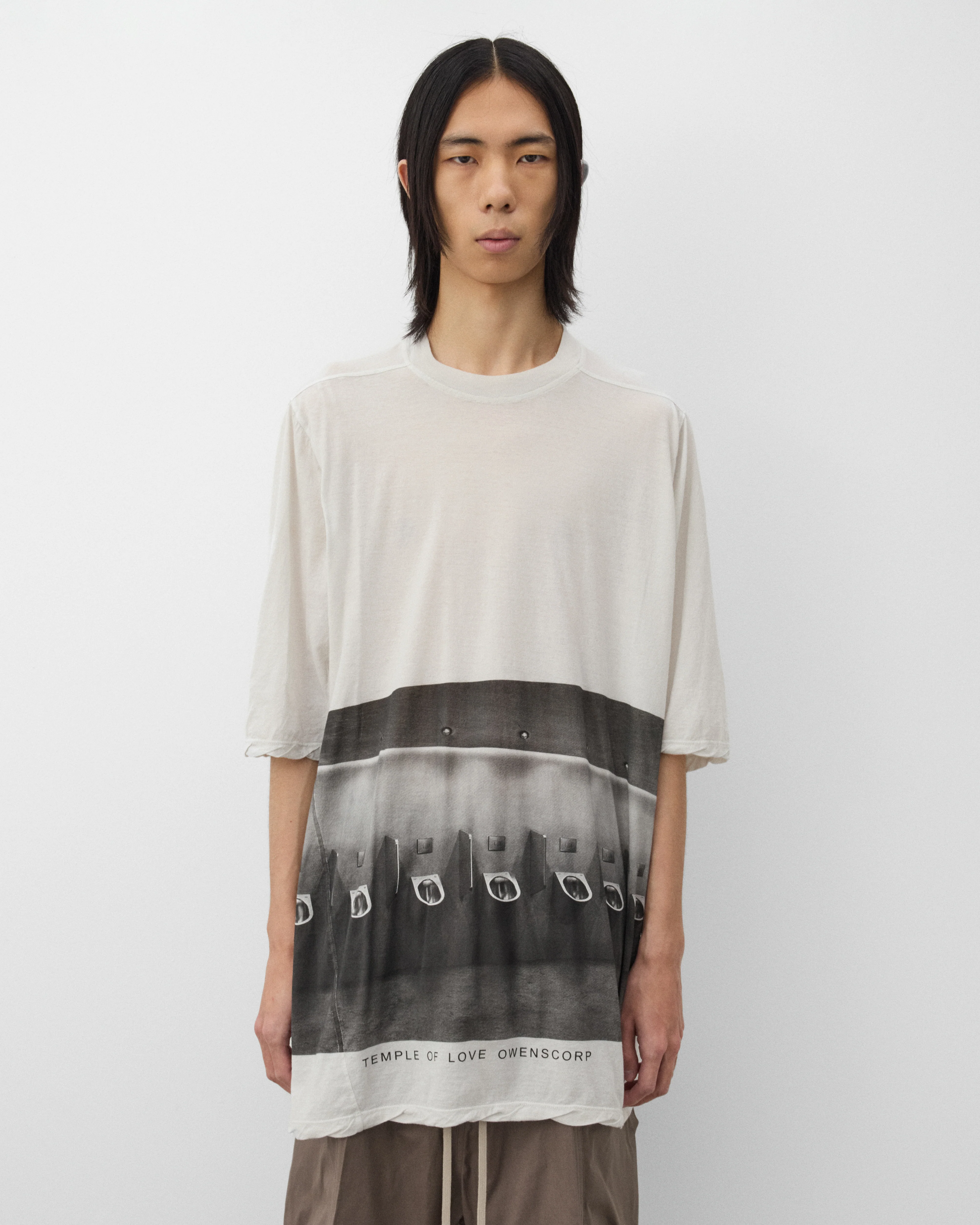 Rick Owens - Men's Jumbo Short Sleeve T-Shirt - (Milk Wash/Black) - Image 3
