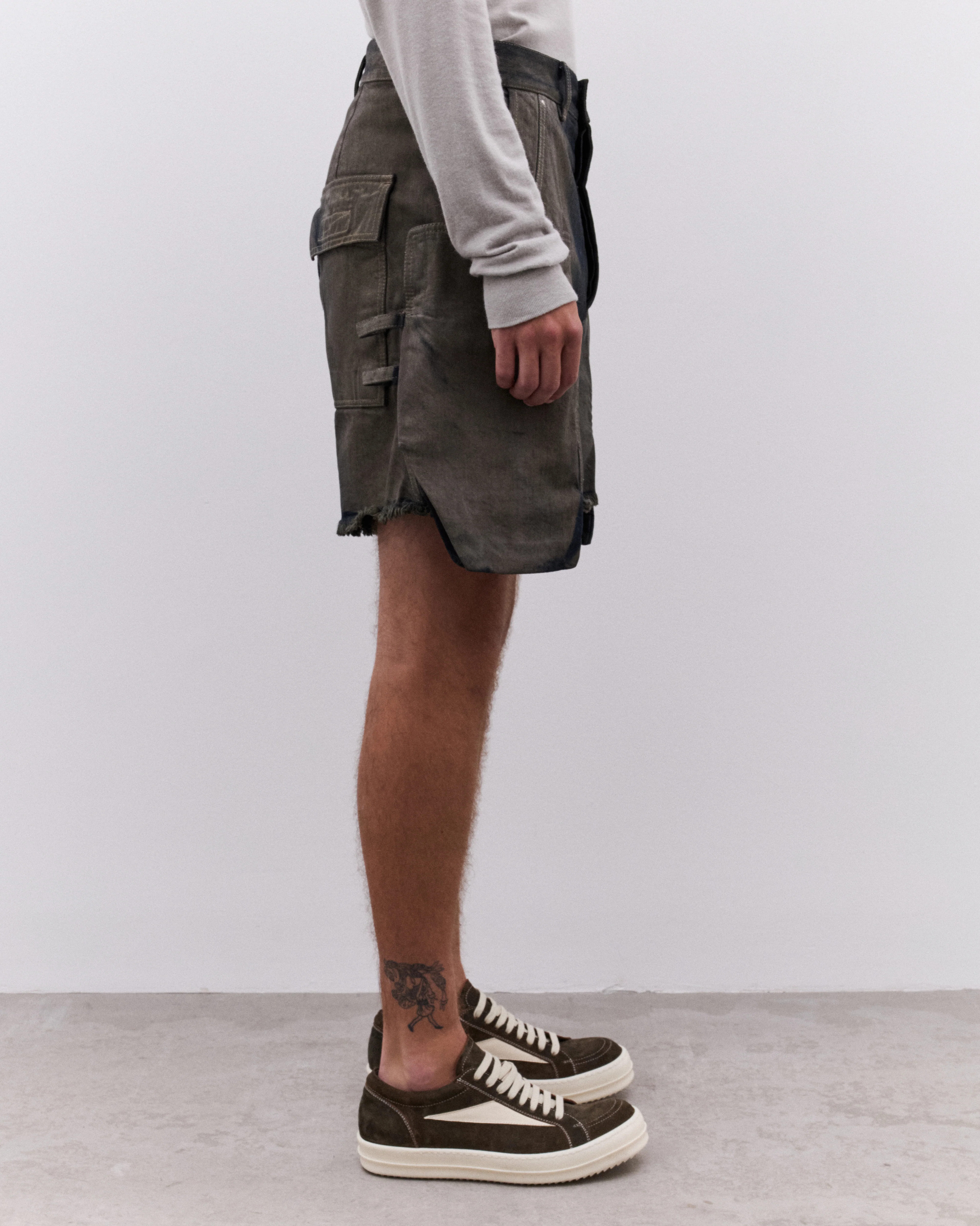 Rick Owens - Men’s Stefan Cargo Shorts - (Dark Denim) - Image 4