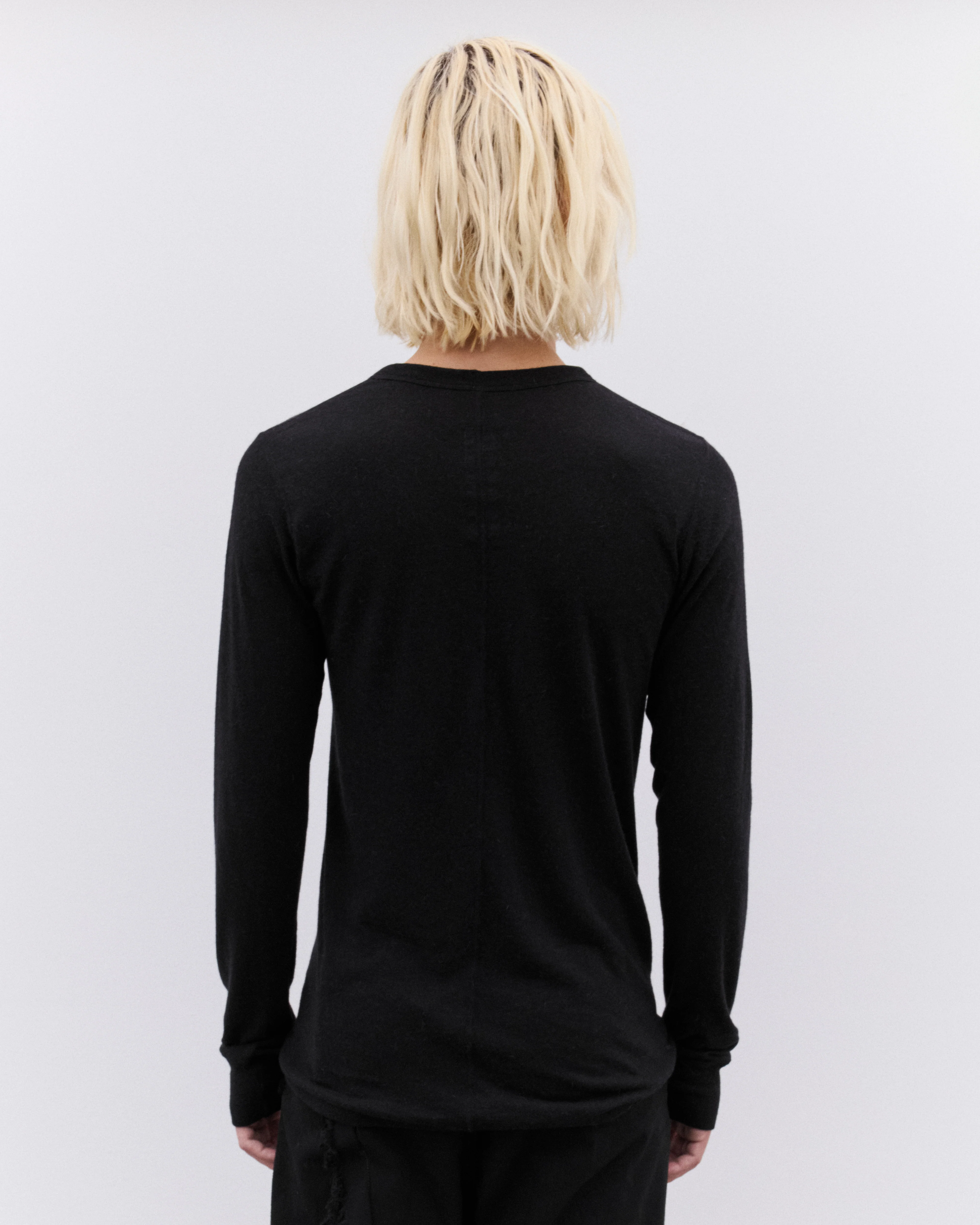 Rick Owens - Men’s Basic Knit Long Sleeve T-Shirt - (Black) - Image 5