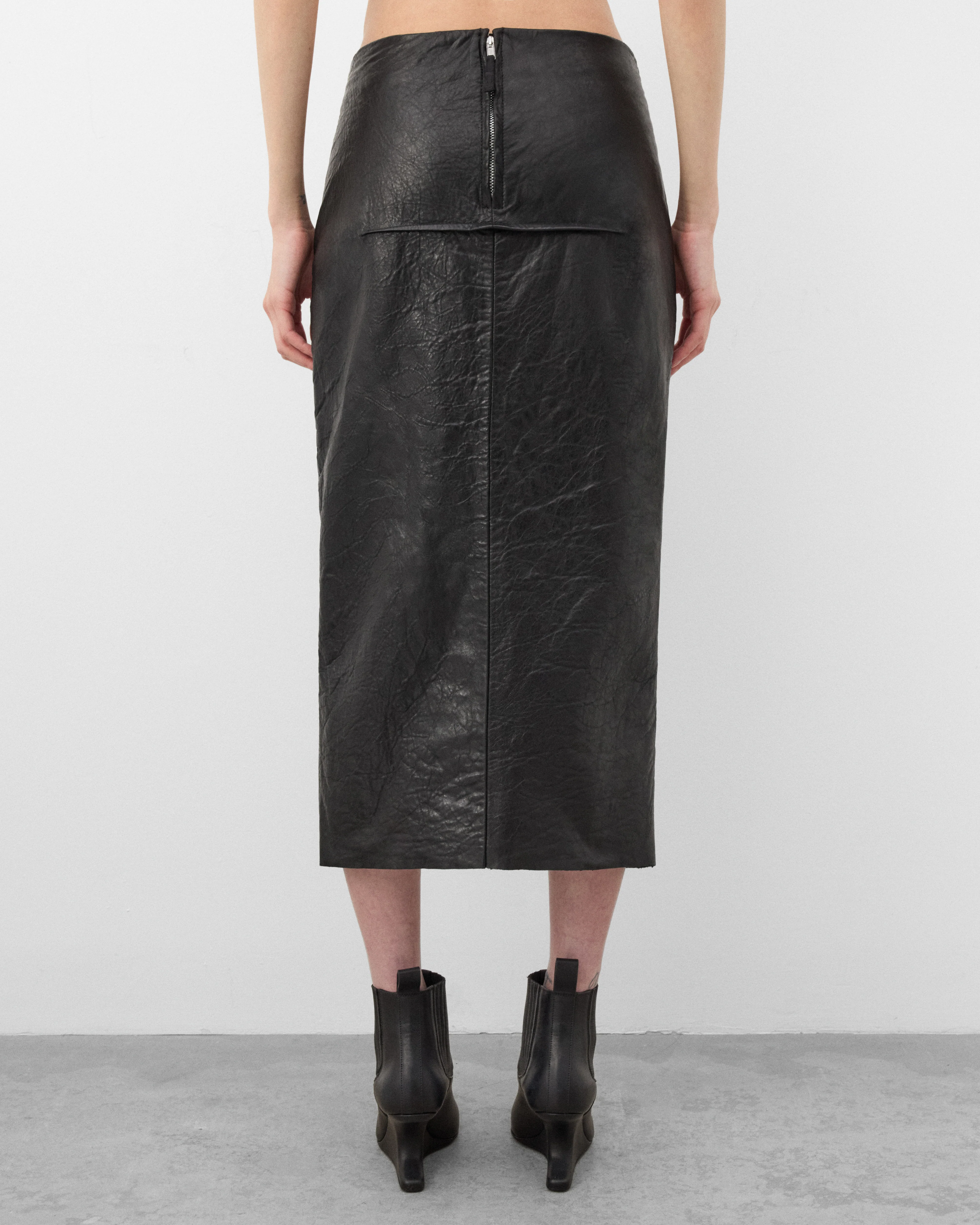 Rick Owens - Women's Sliced Leather Skirt - (Black) - Image 5