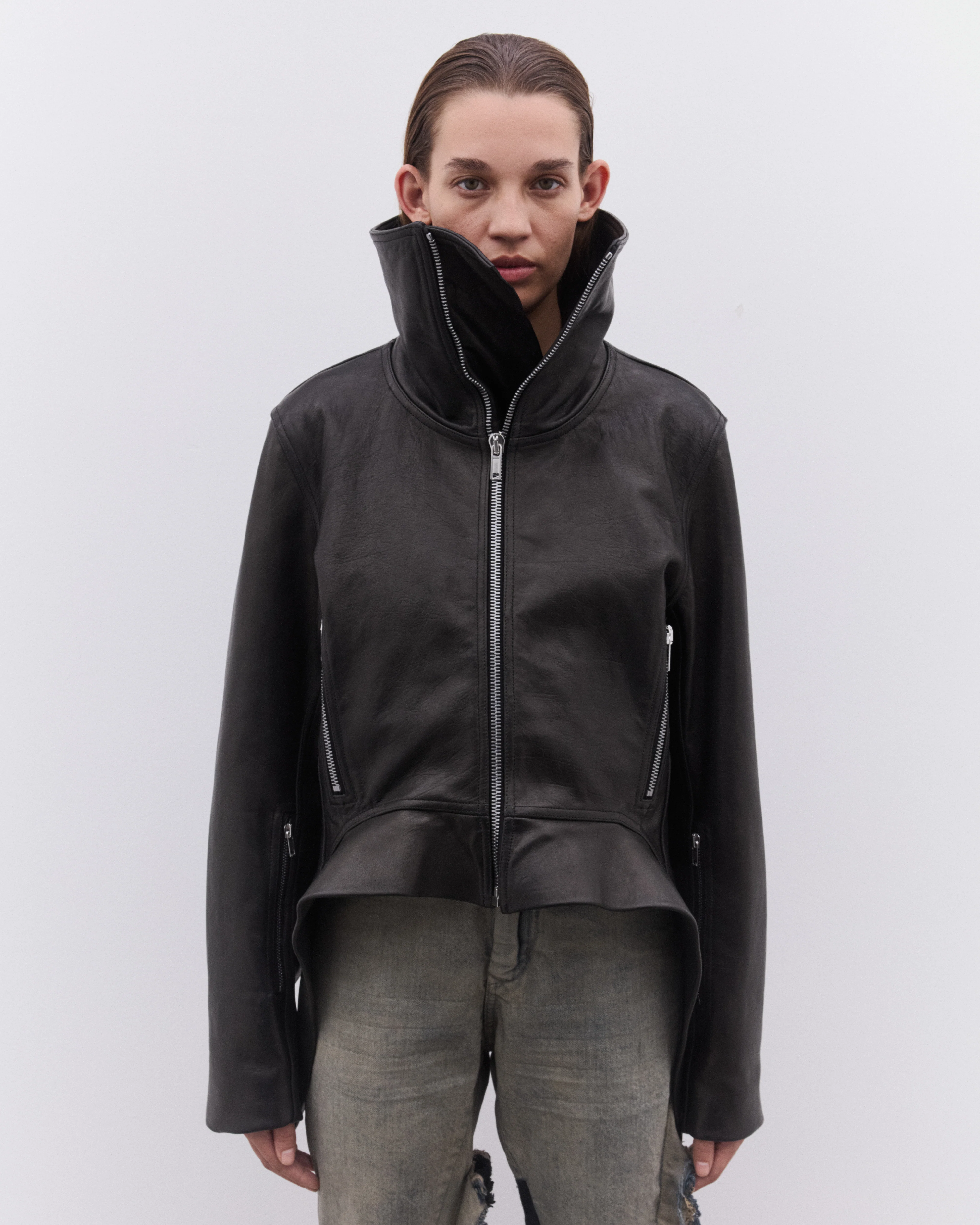 Rick Owens - Women’s Exploder Leather Jacket - (Black) - Image 3