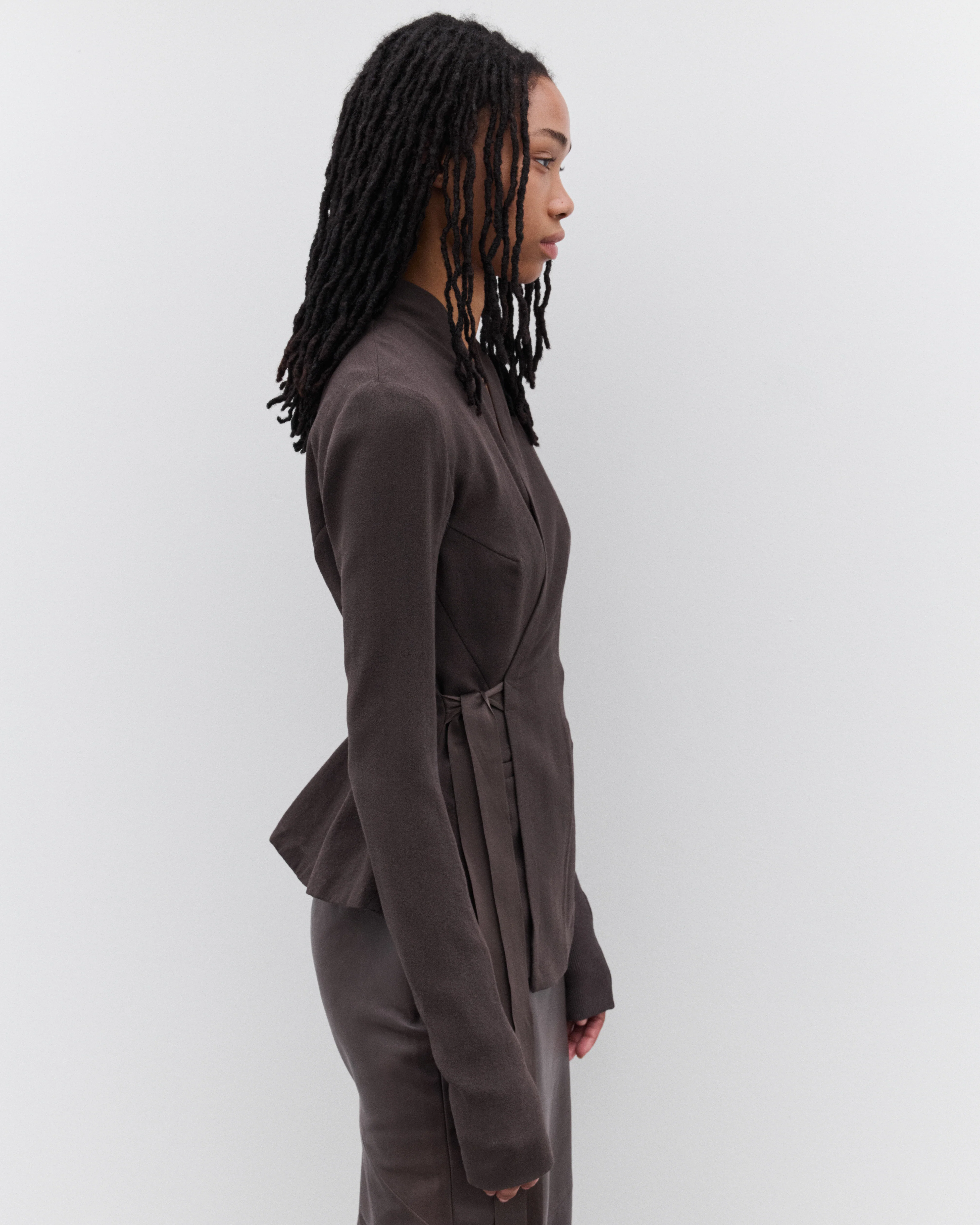 Rick Owens - Women’s Wrap Woven Jacket - (Dark Dust) - Image 4