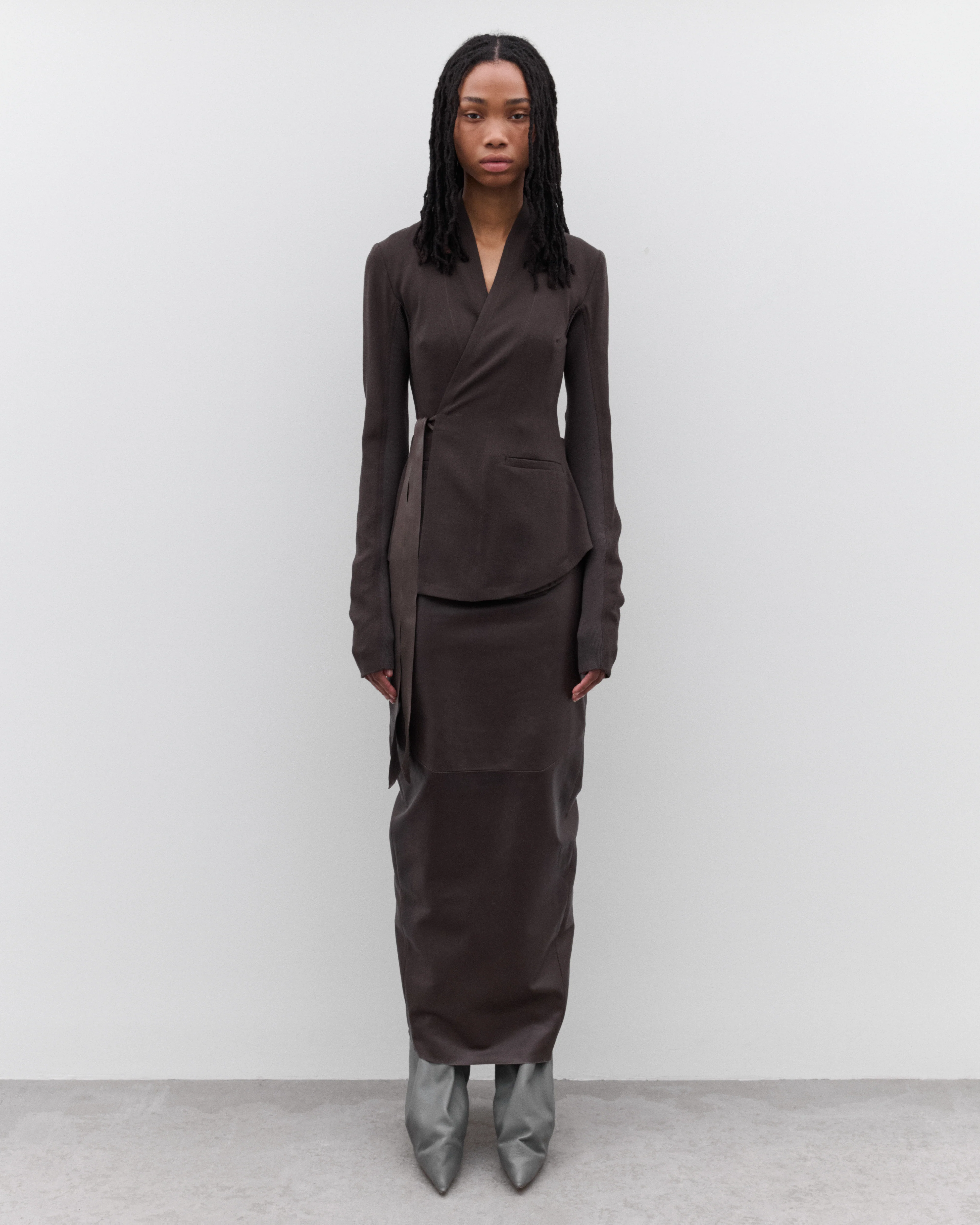 Rick Owens - Women’s Wrap Woven Jacket - (Dark Dust) - Image 6