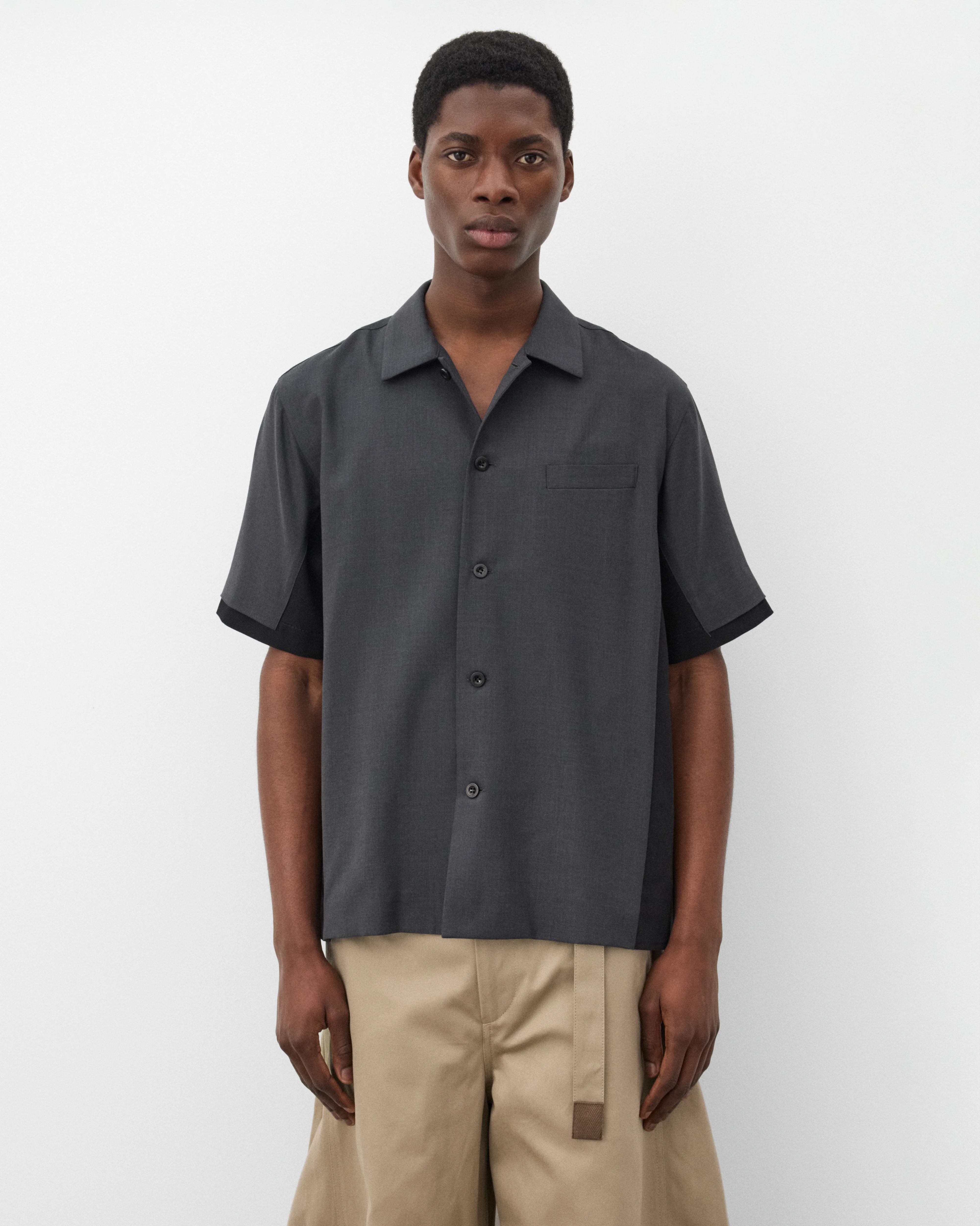 sacai - Men's Denim Panelled Shirt - (Black/Grey) - Image 3