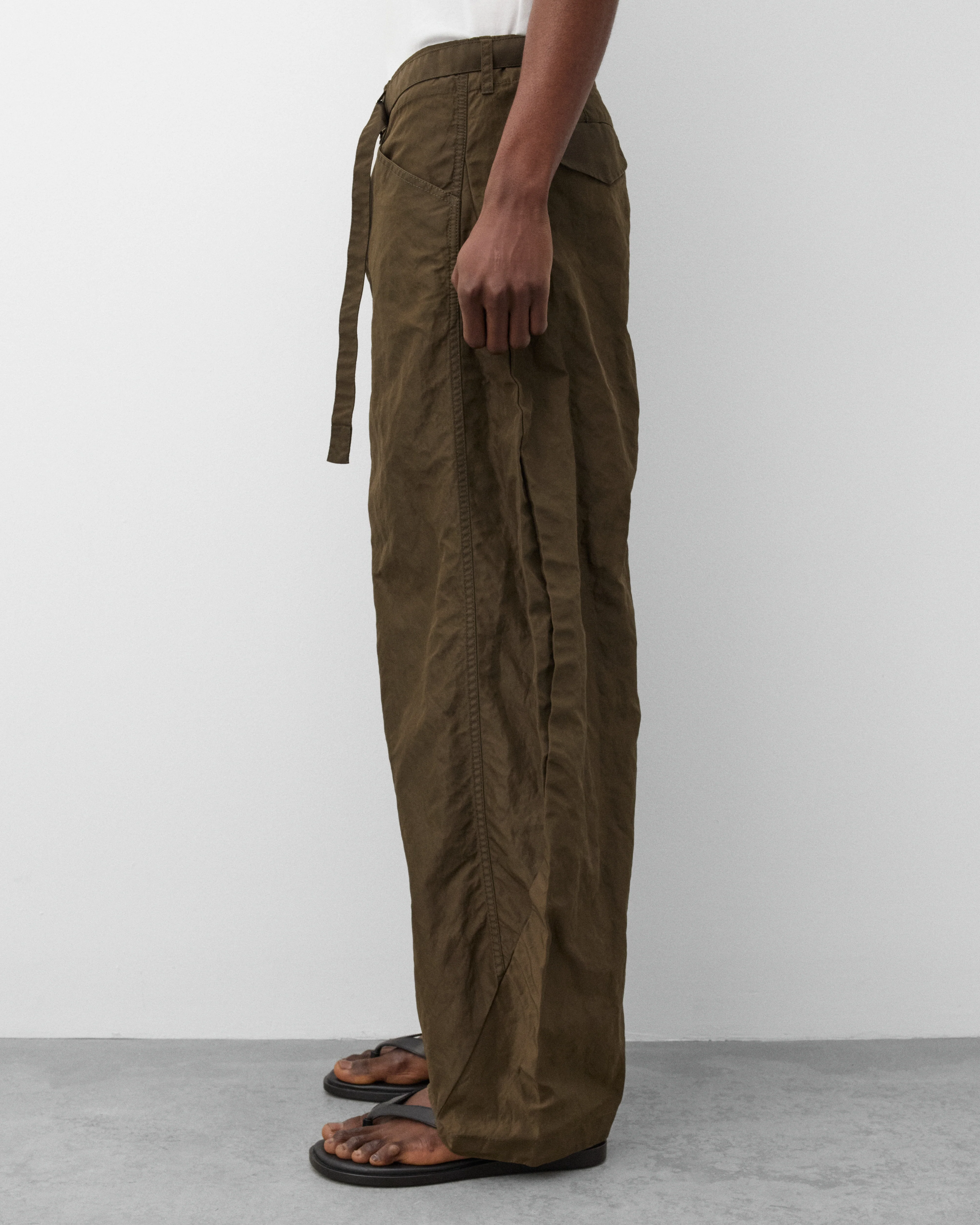 sacai - Men's Treated Nylon Twill Pants - (Khaki) - Image 4