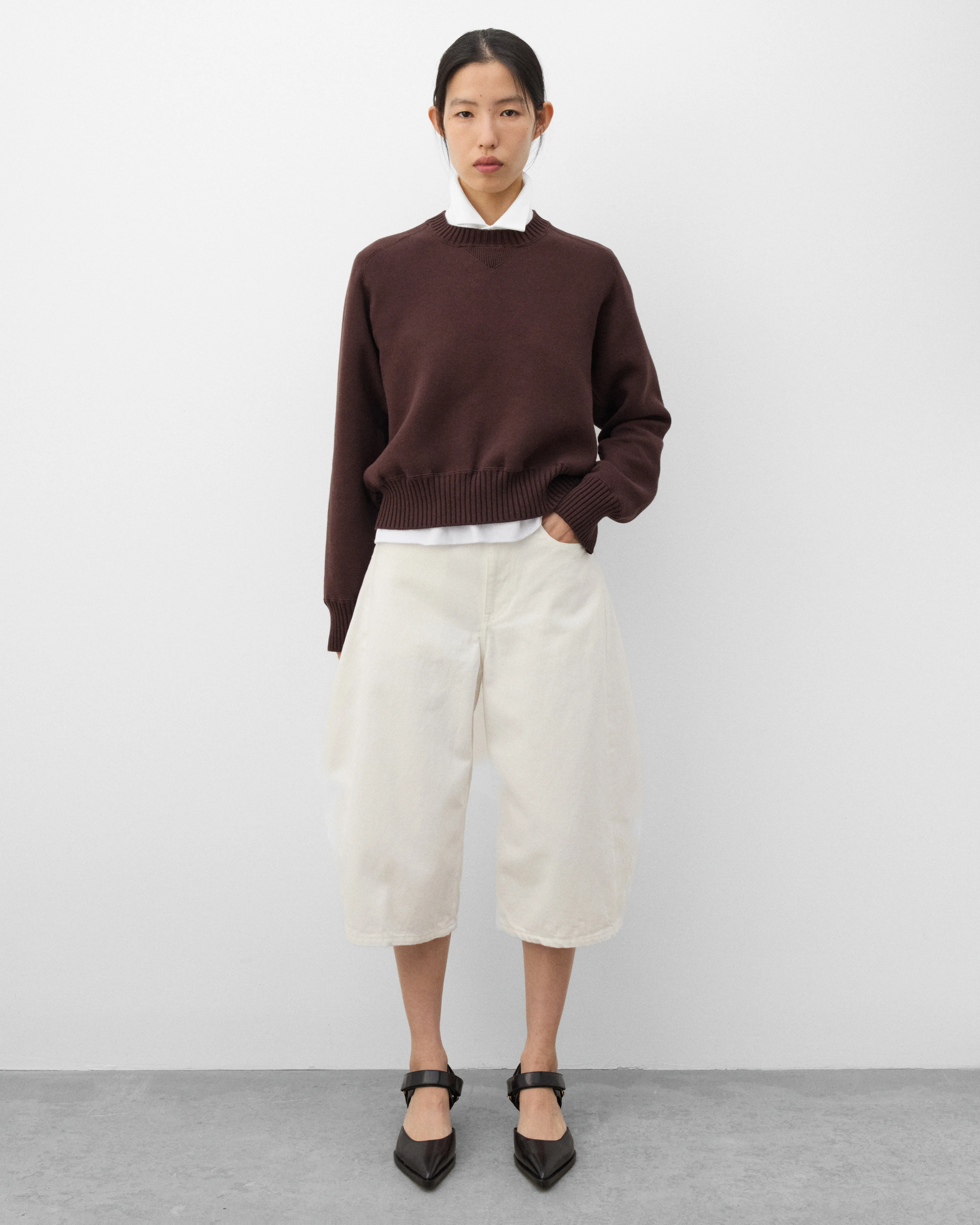 sacai - Women's Cotton Cashmere Knit Pullover - (Brown) - Image 6