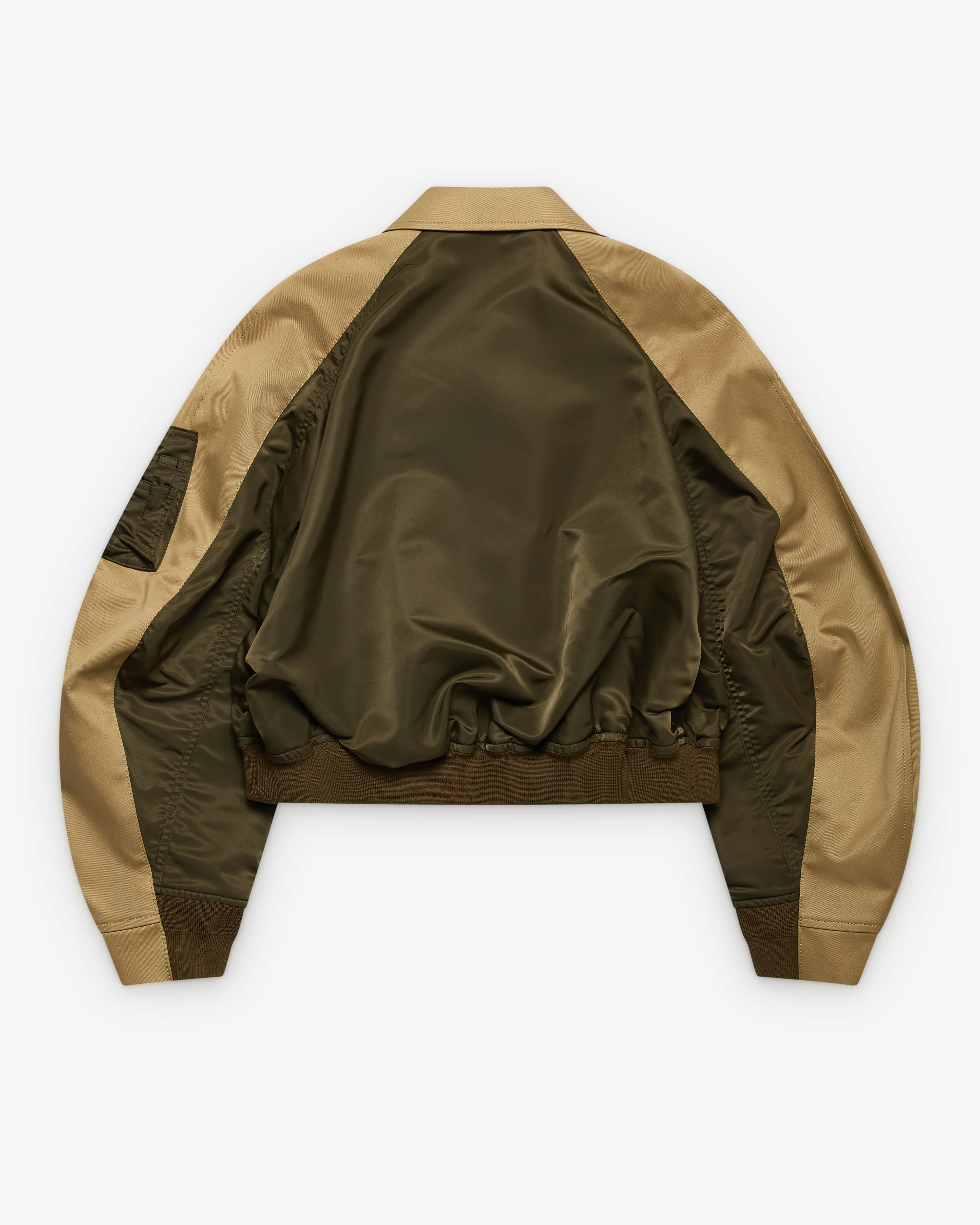 sacai - Women's Collared Bomber Jacket - (Khaki/Stone) - Image 2