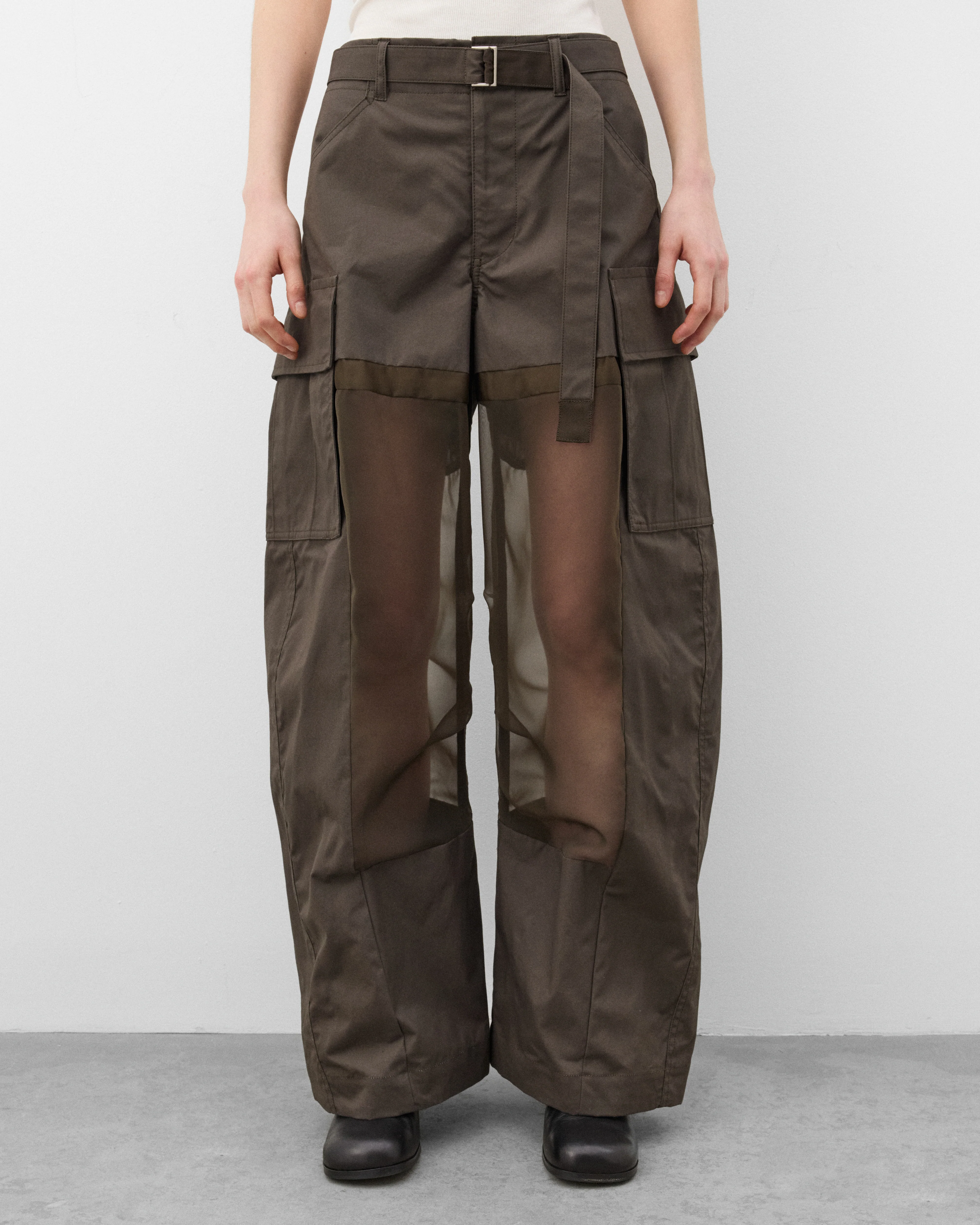Sacai - Women's Cotton Coating Pants - (Khaki) - Image 3