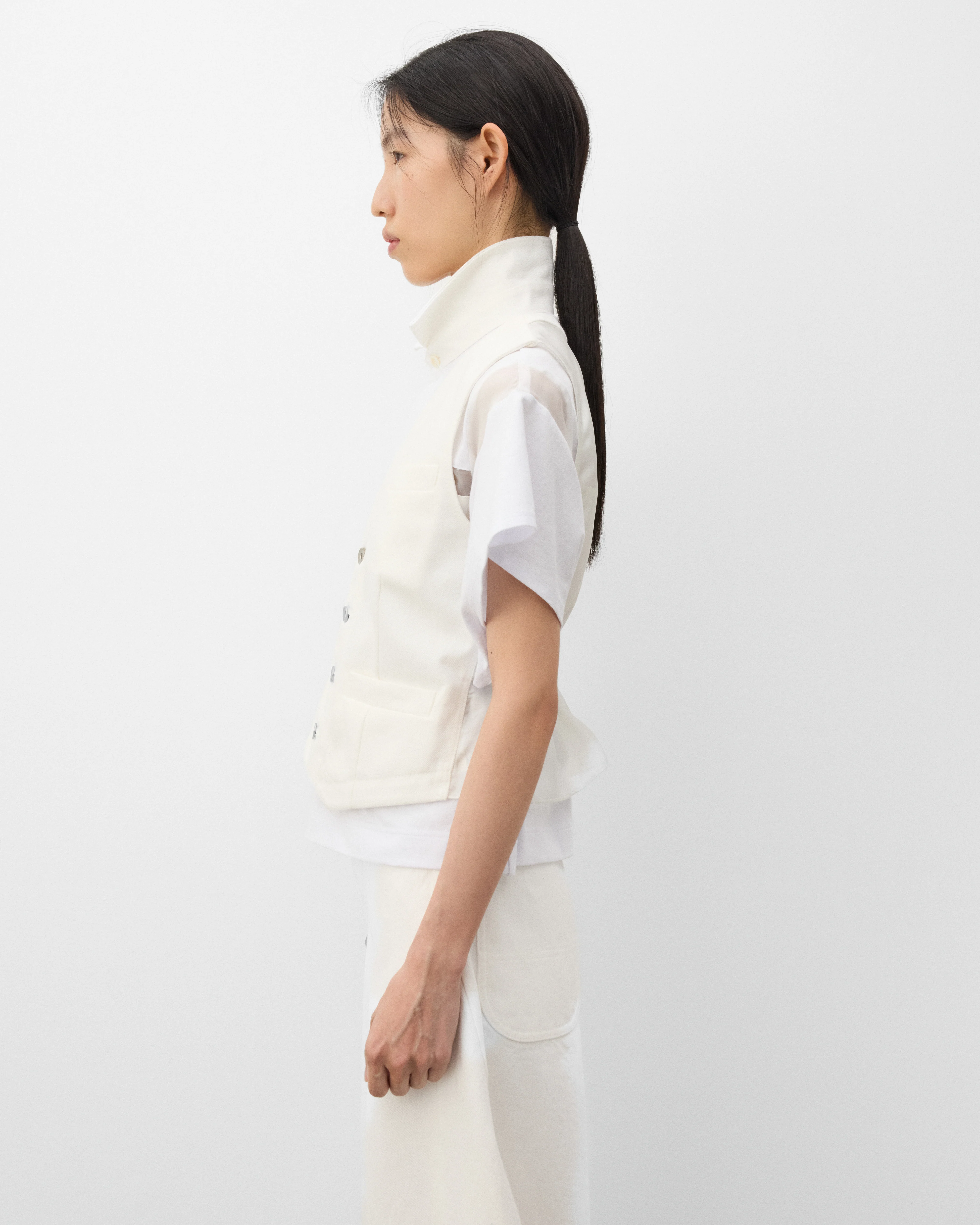 sacai - Women's Denim Vest - (Off White) - Image 4