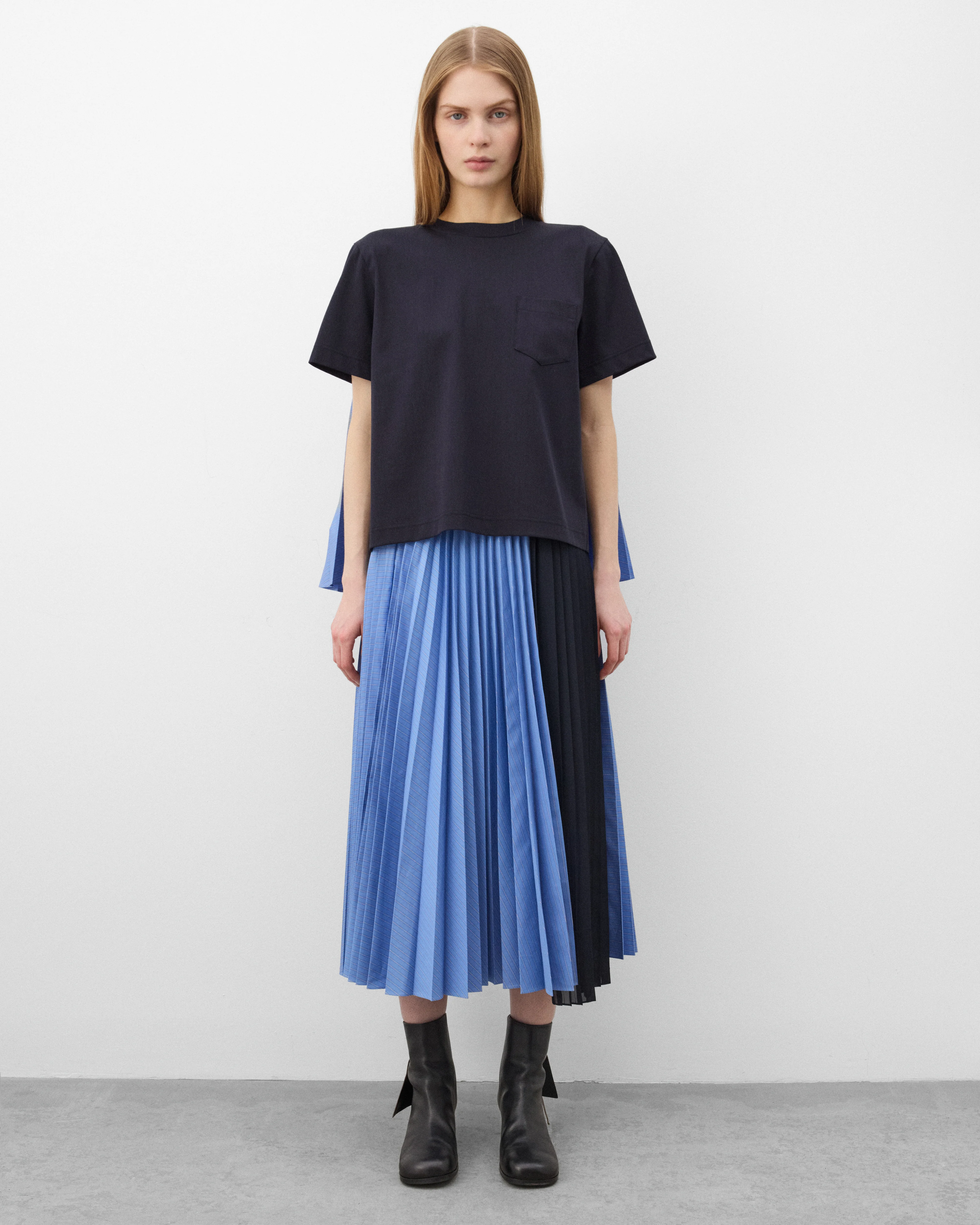 Sacai  - Women's Poplin Skirt - (Blue/Black) - Image 6