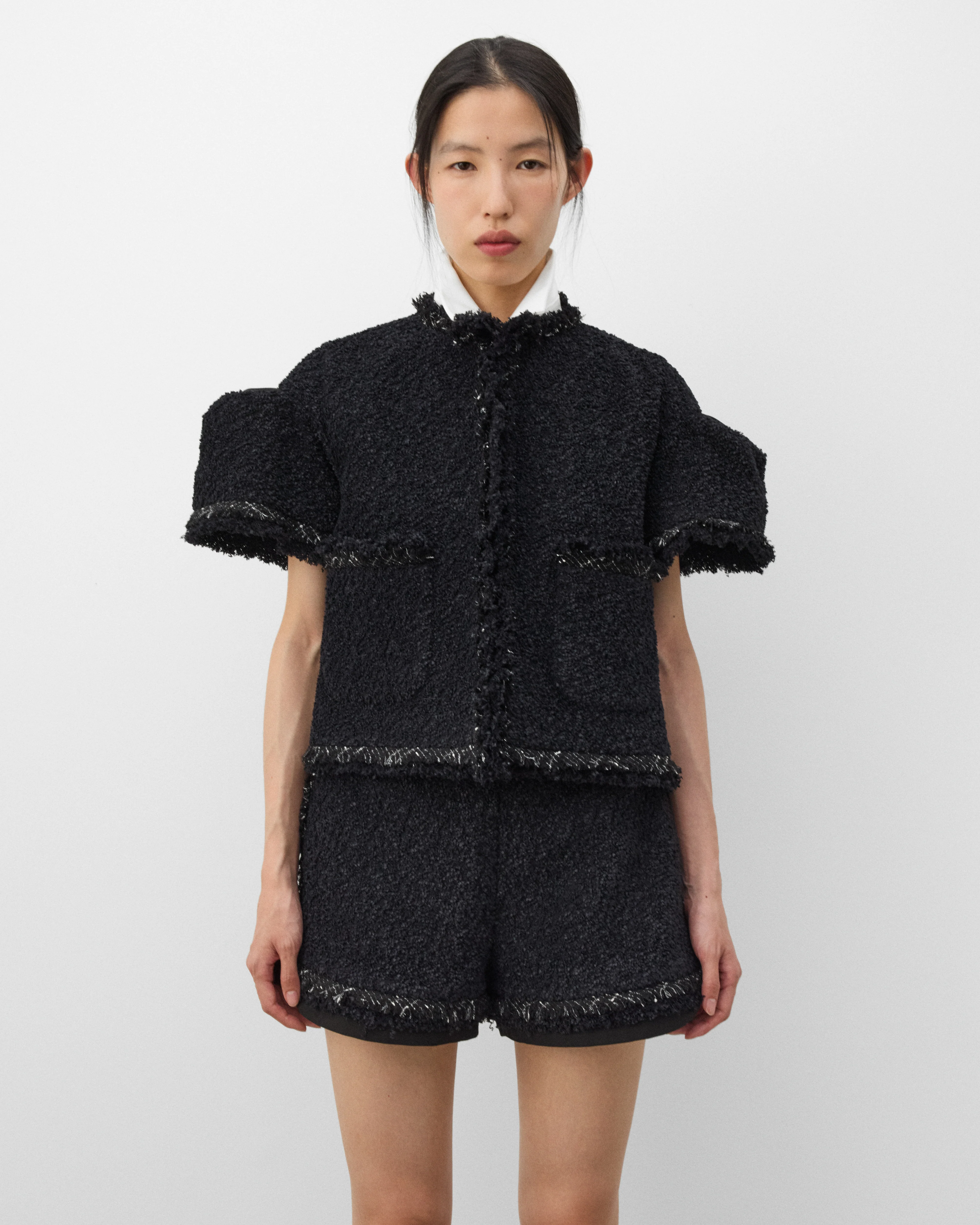 sacai - Women's Tweed Jacket - (Black) - Image 3