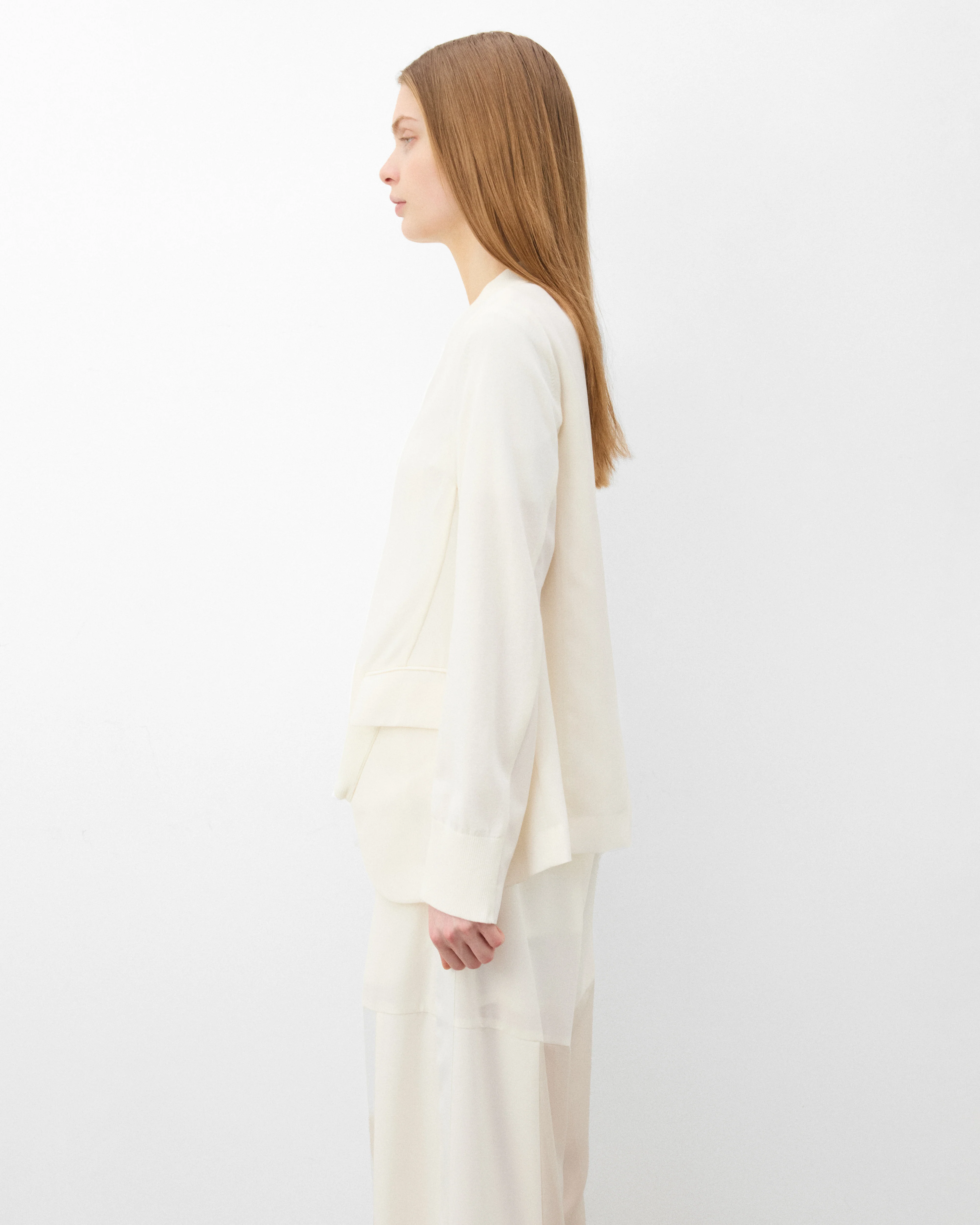 Sacai - Women's Wool Suiting X Cotton Knit Cardigan - (White) - Image 4